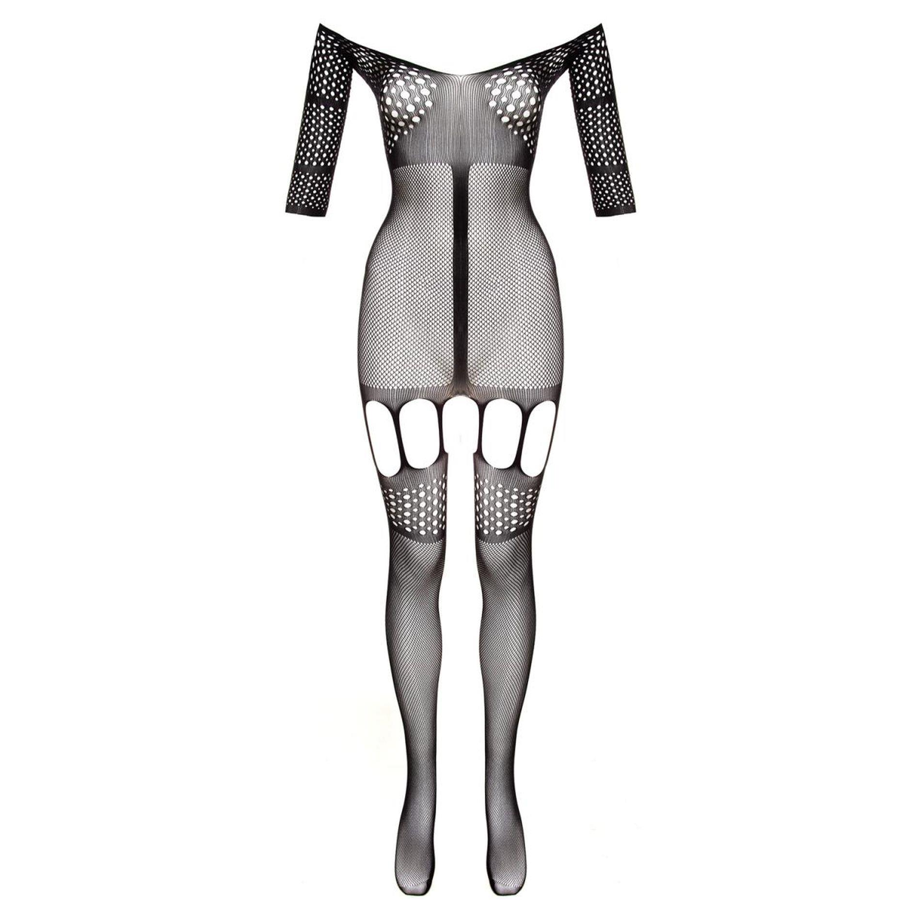 Stunning Suspender-Bodystocking Rosa - Black