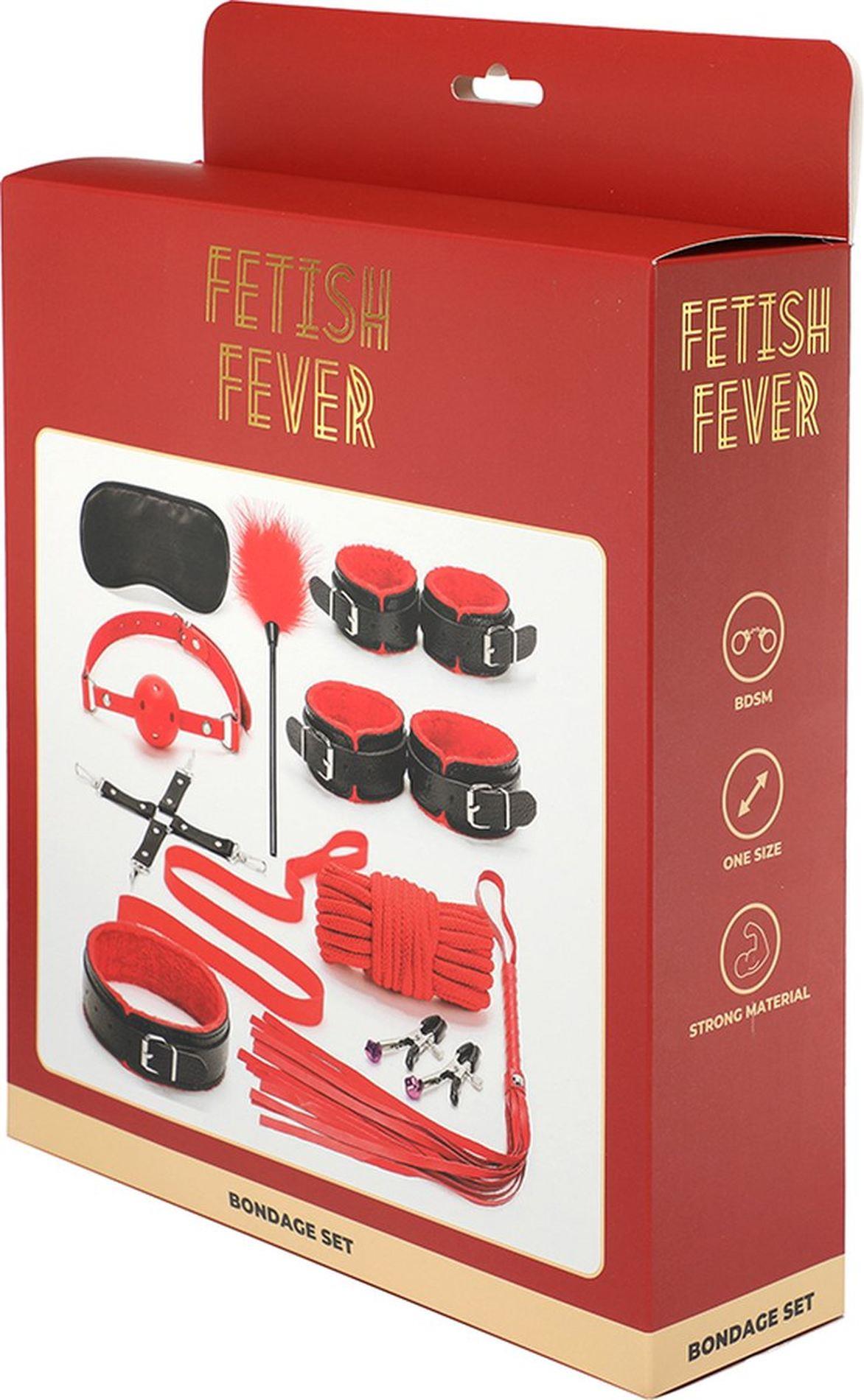 Fetish Fever - Bondage Set - 10 Pieces - Red/Black