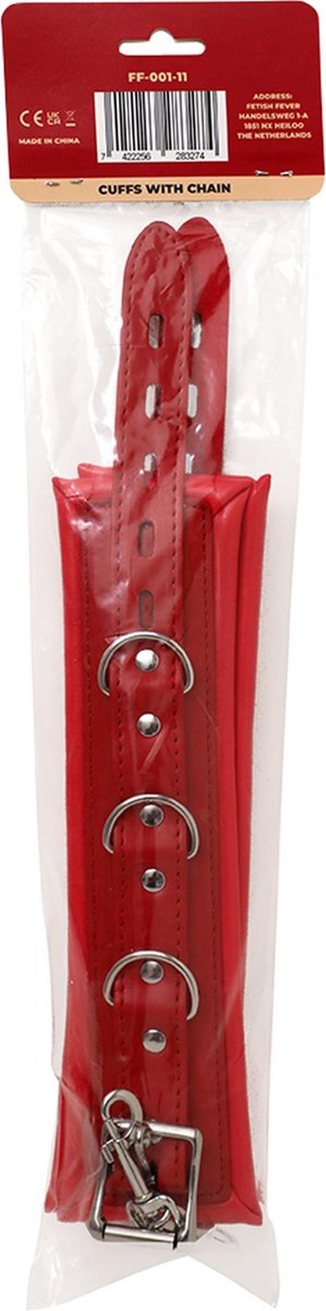 Fetish Fever - Cuffs With Chain - Red
