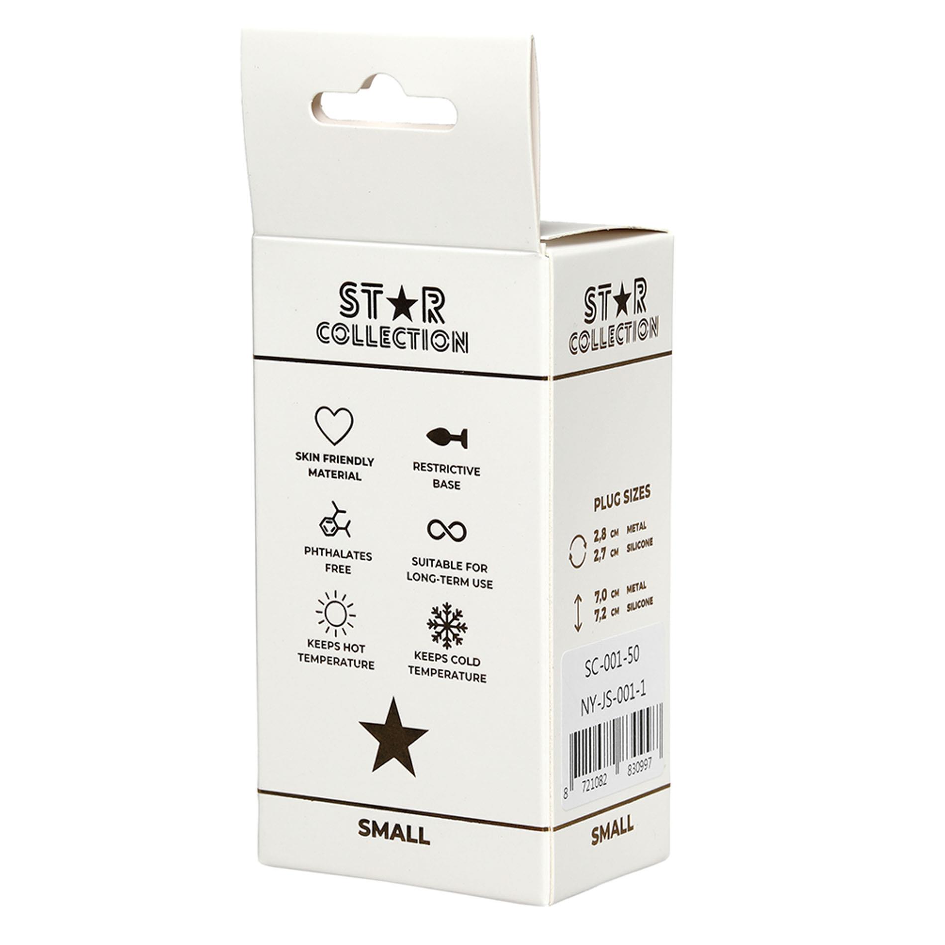 Star Collection - Silver Metal Anal Plug S - Clear Stone