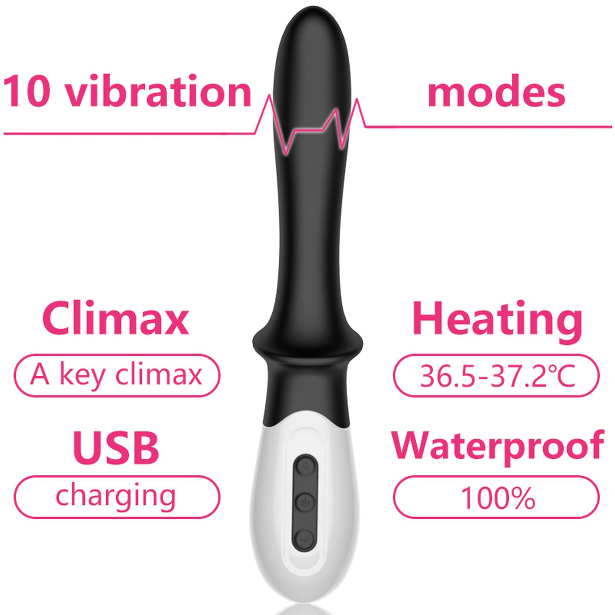 Wibrator-Silicone Prostate / G-Spot Massager Usb 10 Function / Heating