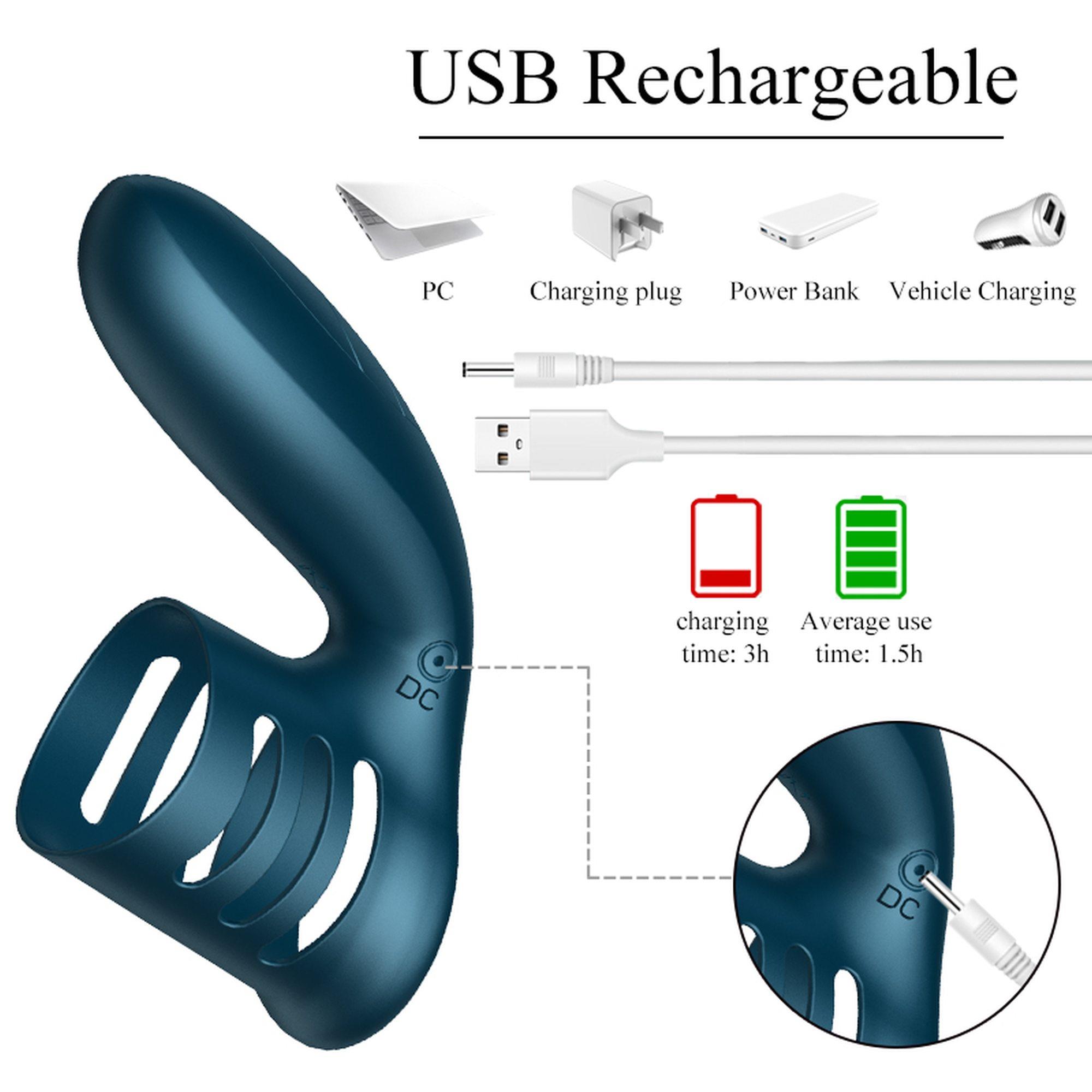 Wibrator-Silicone Ring Blue Usb 7 Function