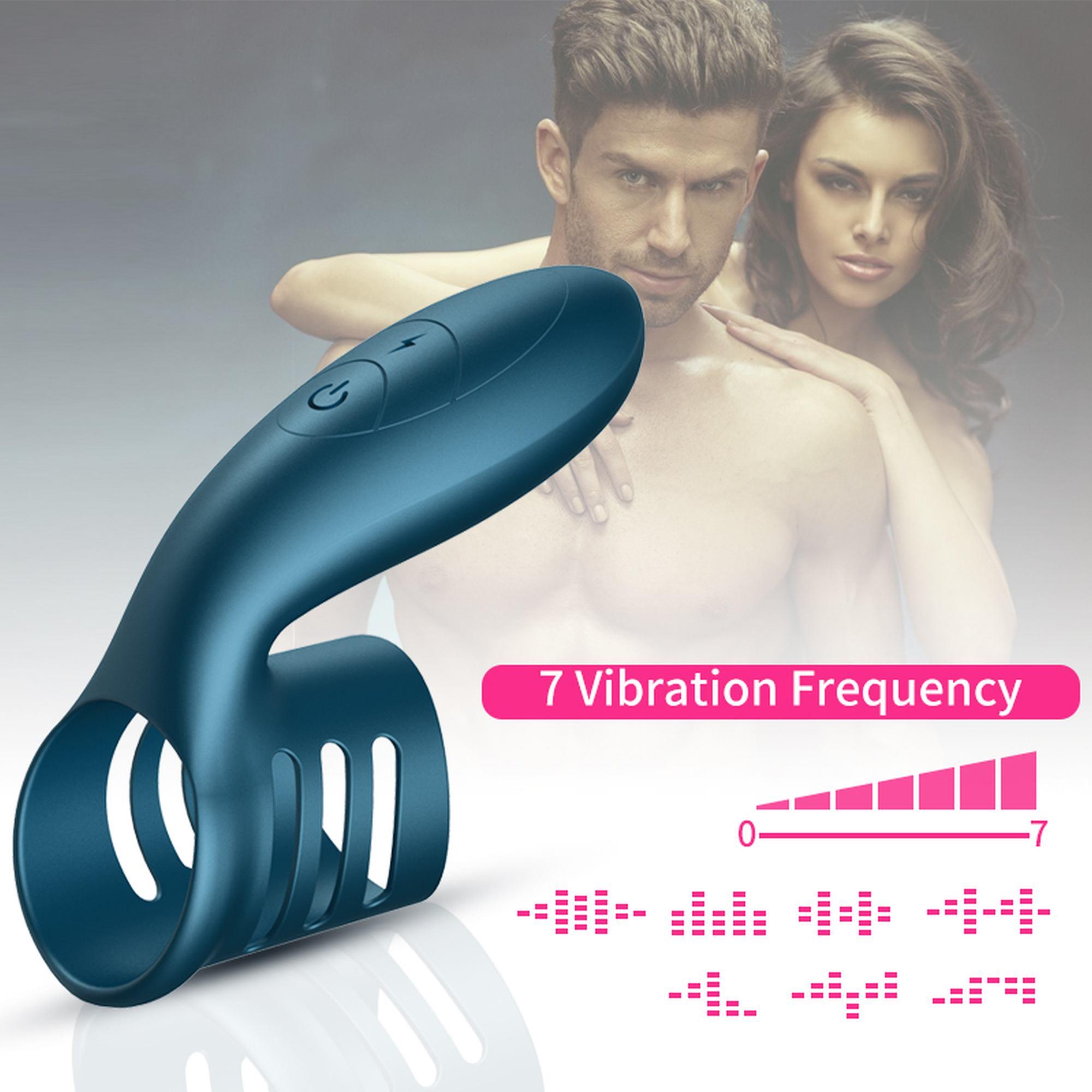 Wibrator-Silicone Ring Blue Usb 7 Function