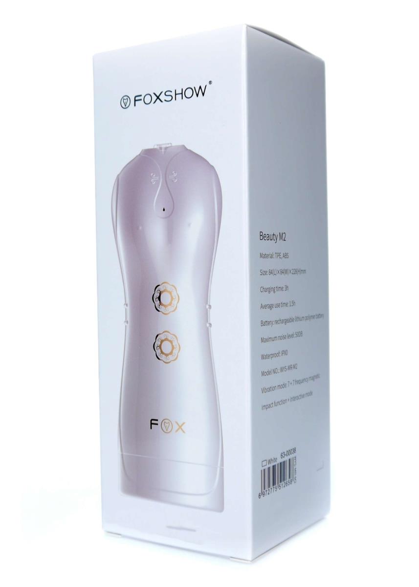 Masturbator-Boss Series-Vibrating and Flashing Masturbation Cup USB 7+7 Function / Talk Mode (White)