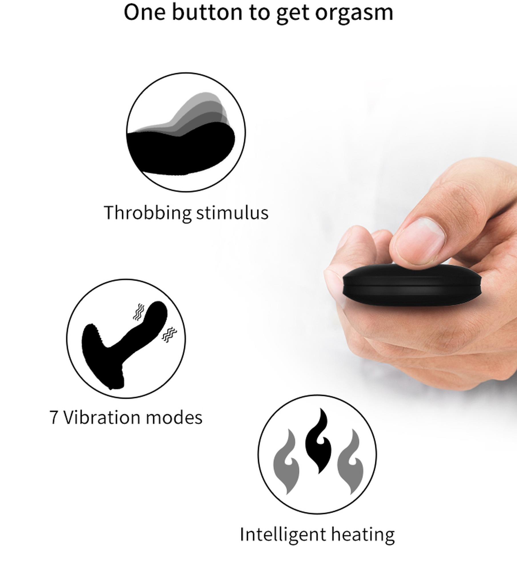 Wibrator-Silicone Massager Usb 7 Function + Pulsator / Heating Black