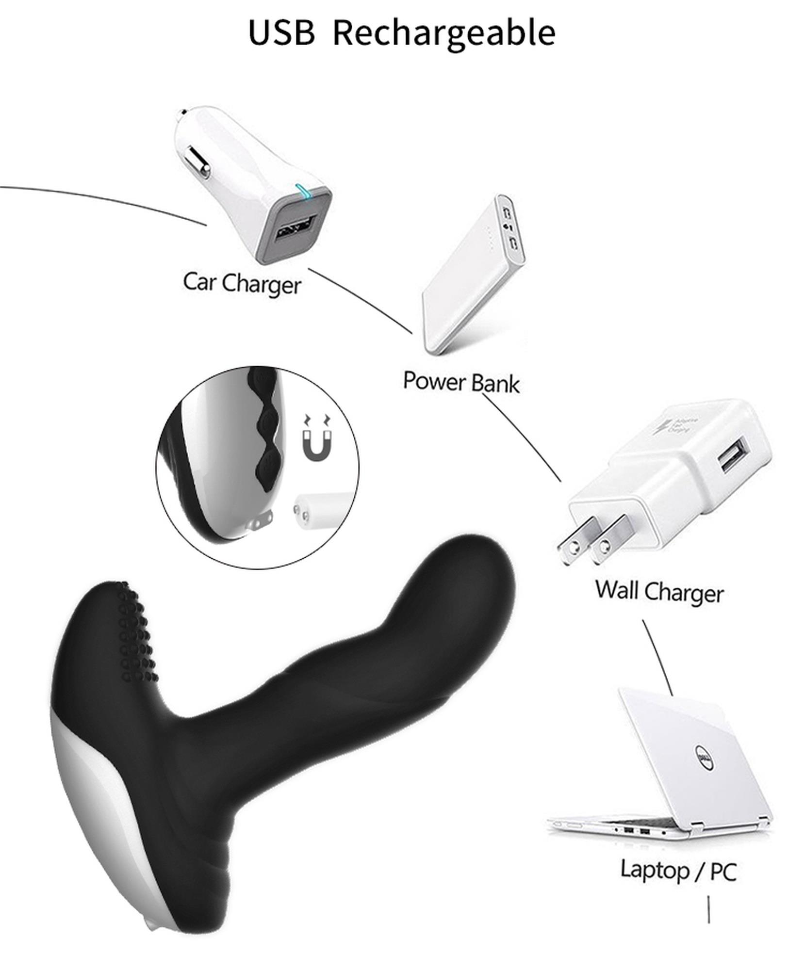 Wibrator-Silicone Massager Usb 7 Function + Pulsator / Heating Black