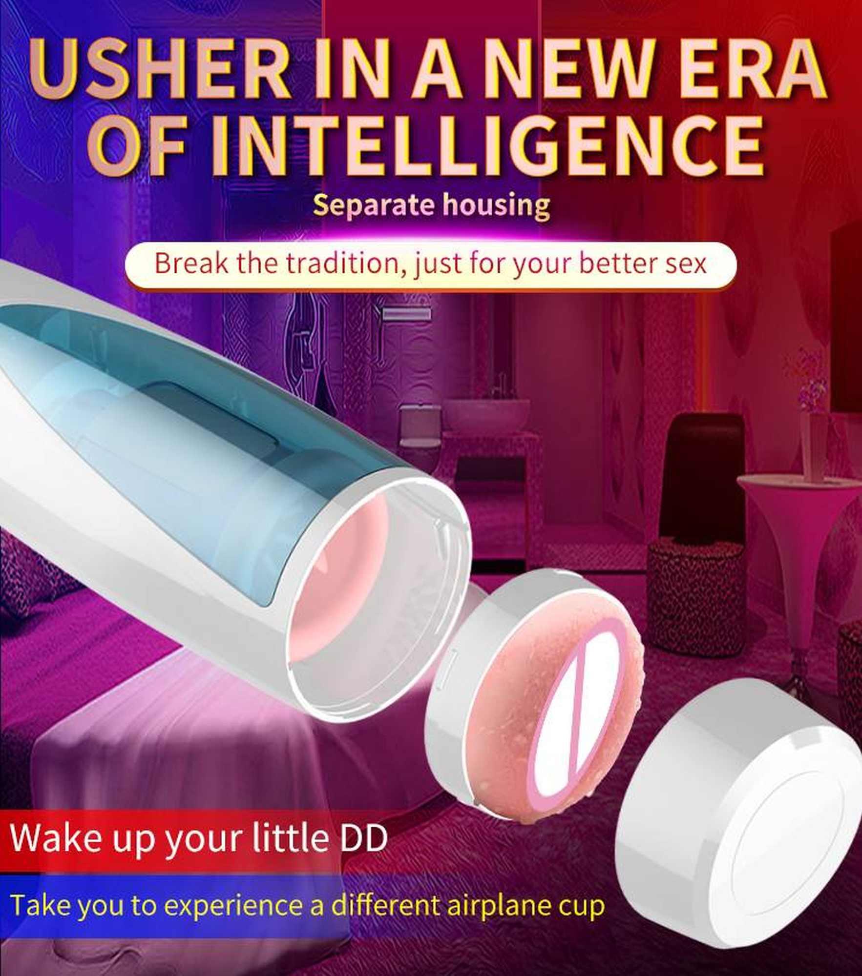 Masturbator-Vibrating, Rotating And Flashing Masturbation Usb 10+10