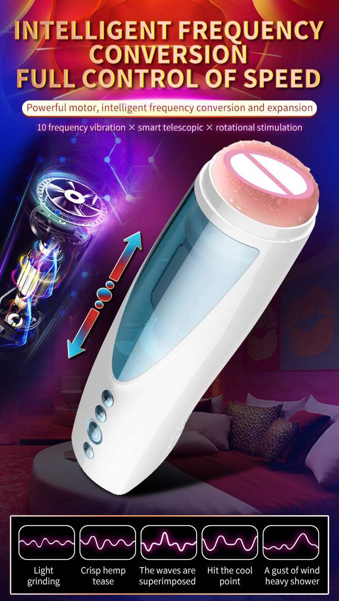Masturbator-Vibrating, Rotating And Flashing Masturbation Usb 10+10