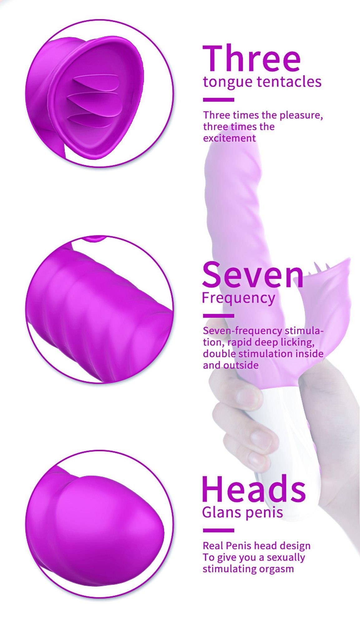 Wibrator-Silicon, Vibrator 7 Function And Heating Mode, Purple