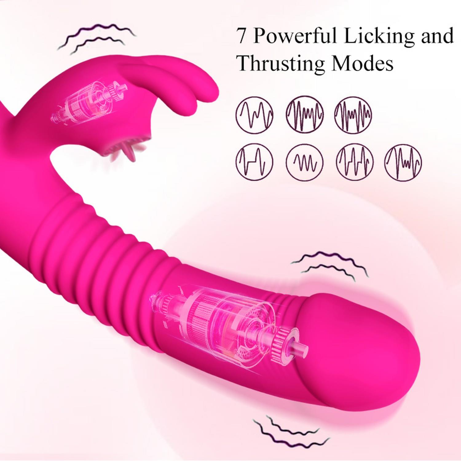 Wibrator- Silicone Vibrator Usb 7 Powerful Licking And Thrusting Modes