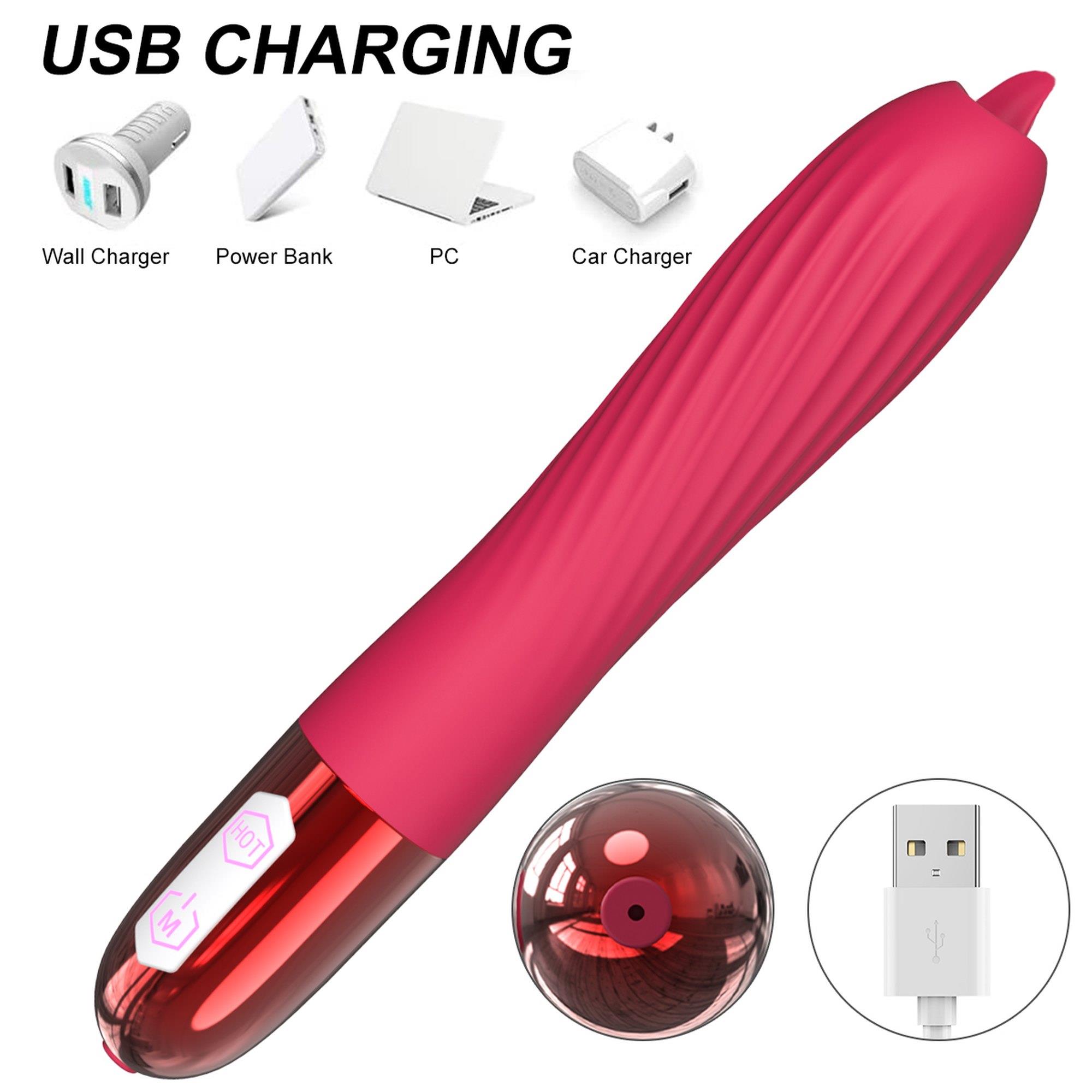 Wibrator-Silicone Vibrator Usb, 10 Vibration Modes, Heating