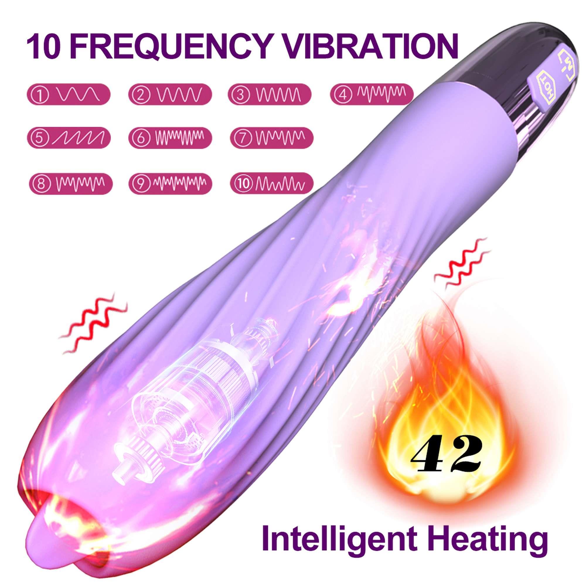 Wibrator-Silicone Vibrator Usb, 10 Vibration Modes, Heating
