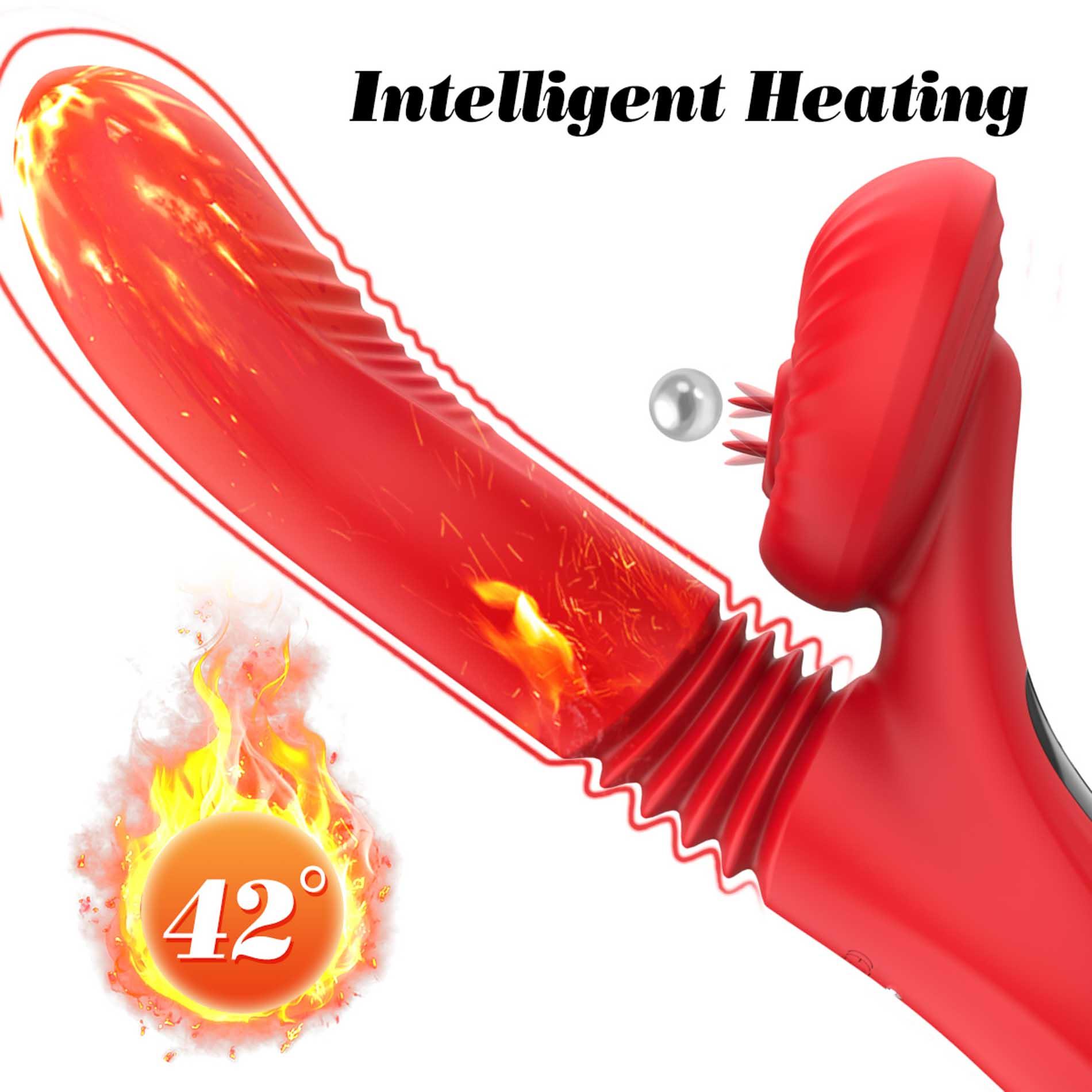 Silicone Vibrator 7 Powerful Modes - Licking,Thrusting And Heating