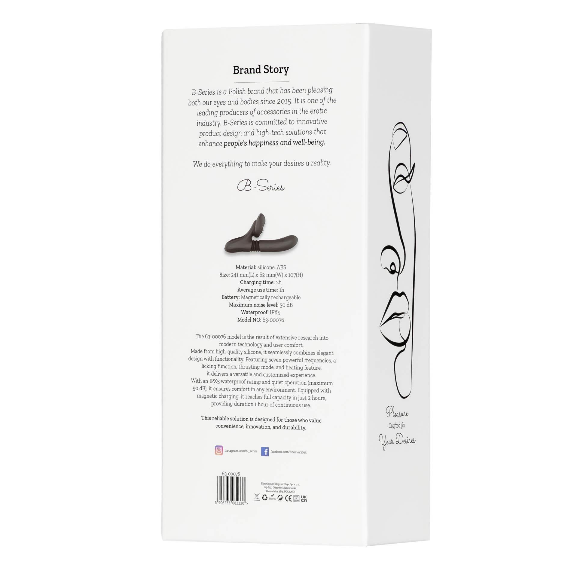 Silicone Vibrator 7 Powerful Modes - Licking,Thrusting And Heating, Black