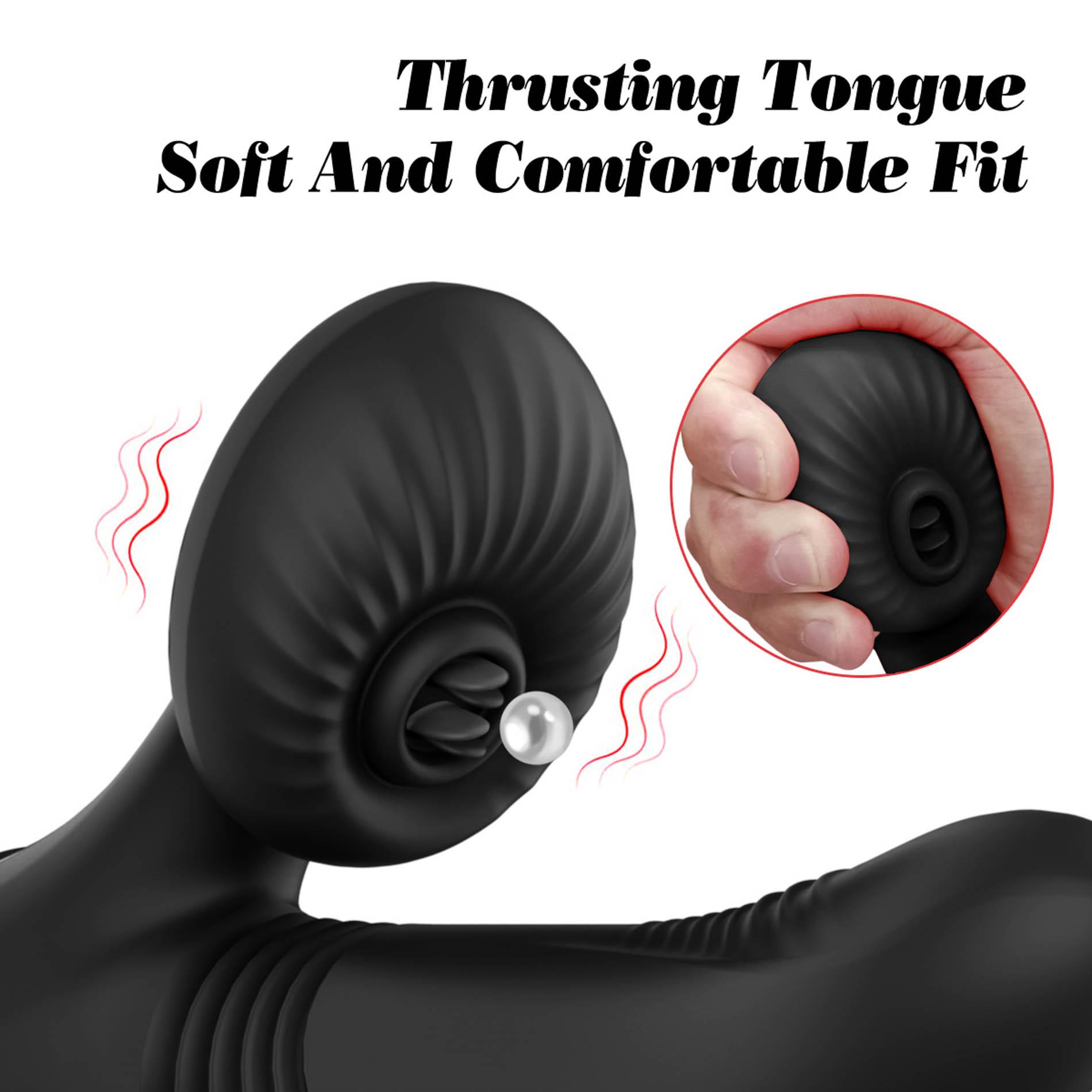 Silicone Vibrator 7 Powerful Modes - Licking,Thrusting And Heating, Black