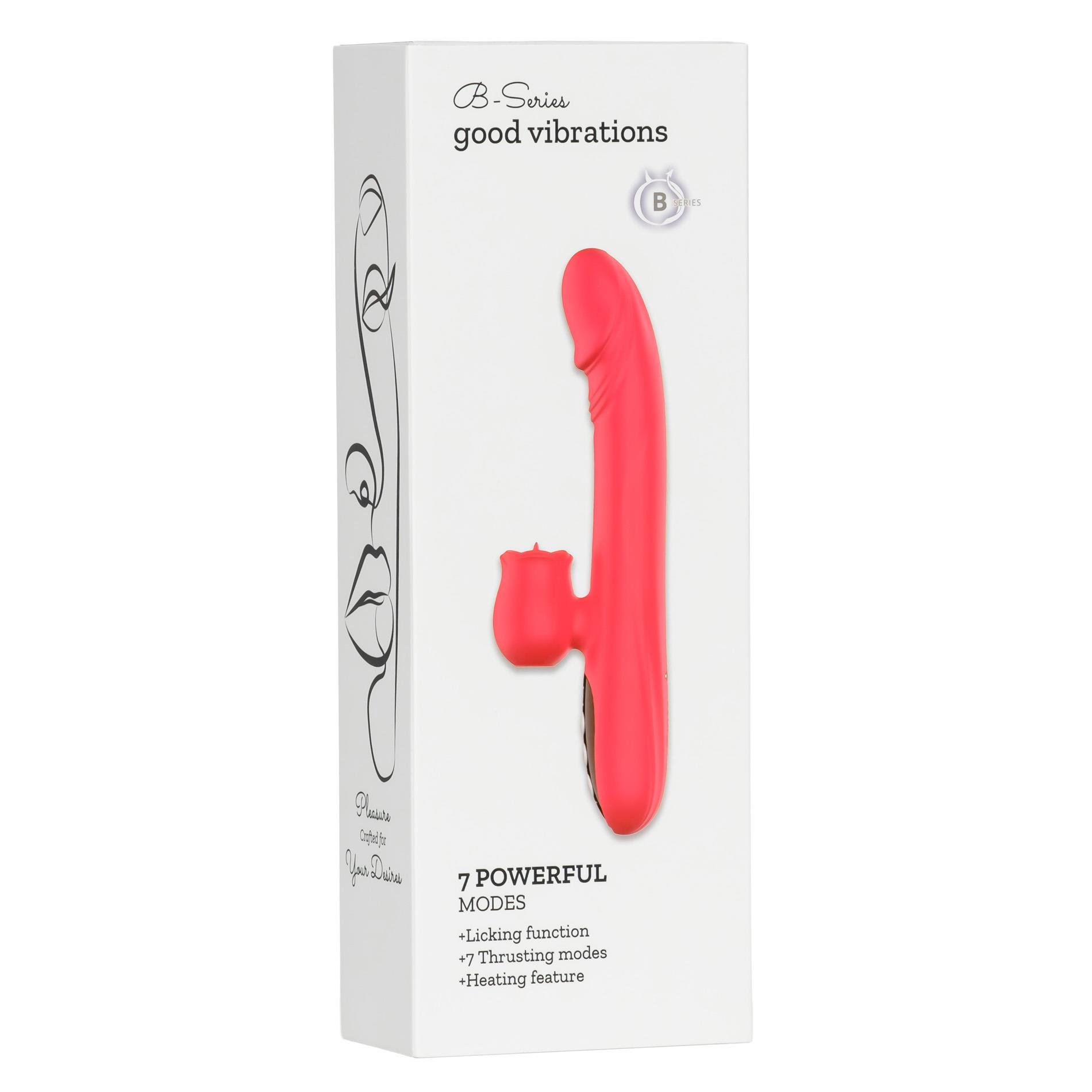 Silicone Vibrator 7 Powerful Modes - Licking, 7 ThrustingHeating, Red