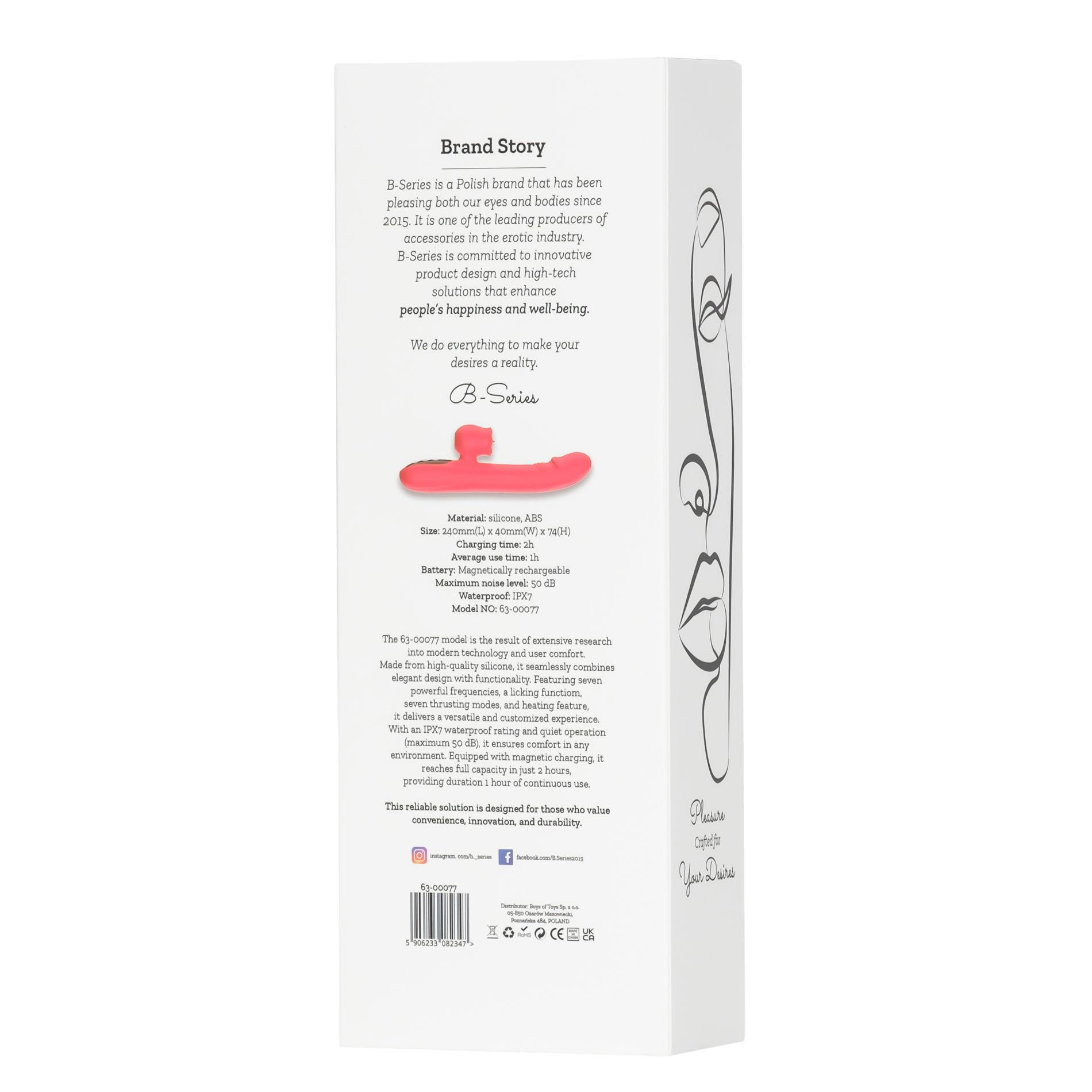 Silicone Vibrator 7 Powerful Modes - Licking, 7 ThrustingHeating, Red