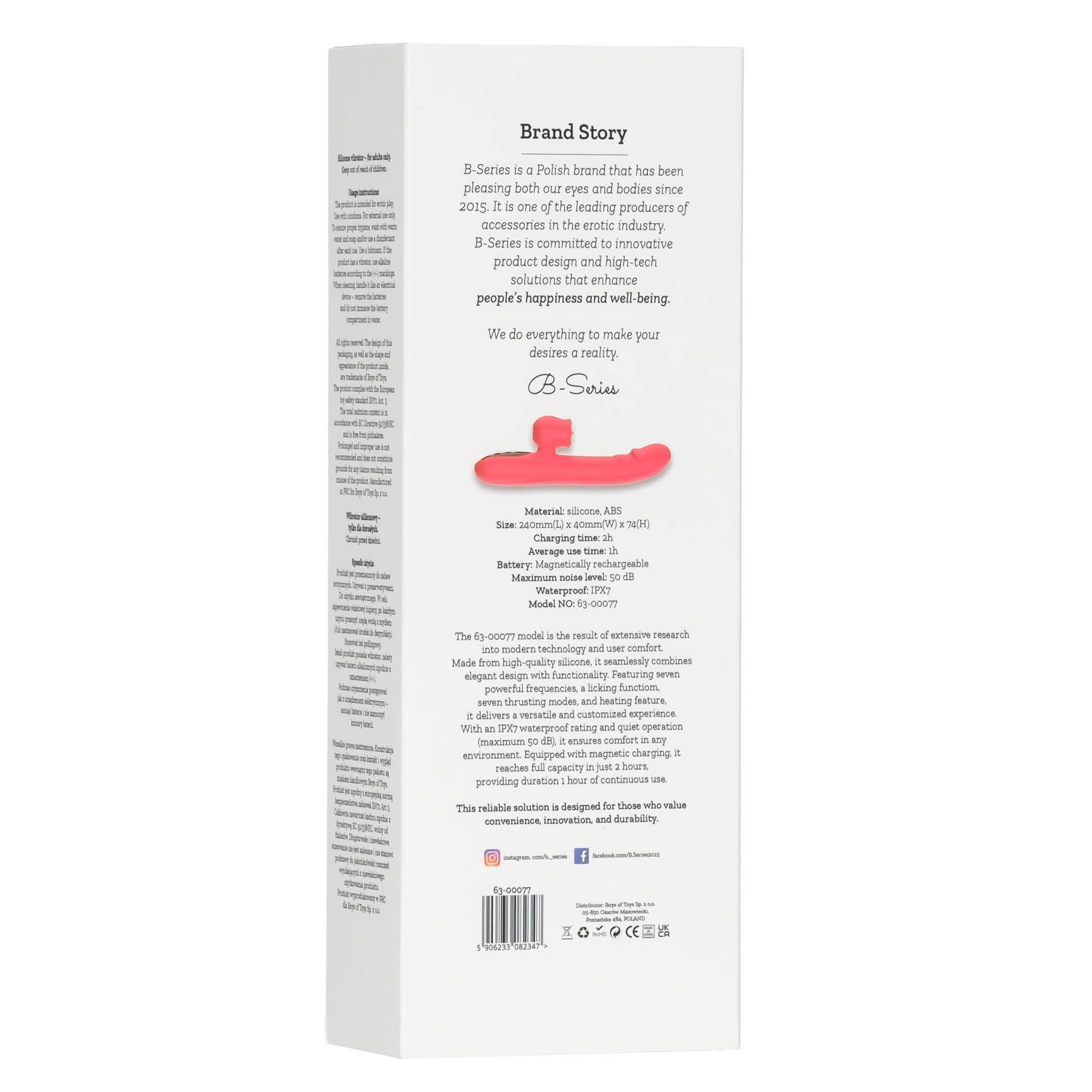 Silicone Vibrator 7 Powerful Modes - Licking, 7 ThrustingHeating, Red