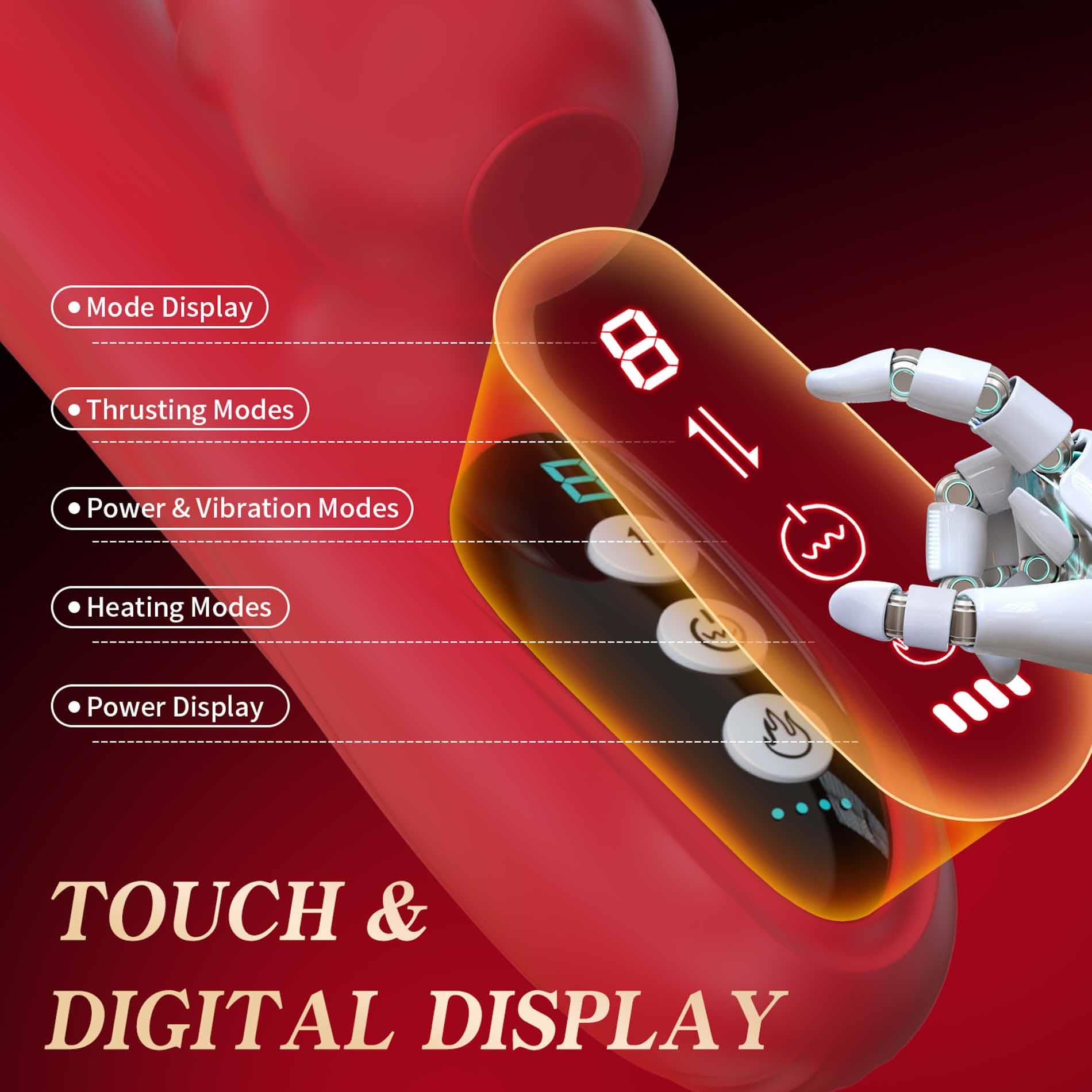 Silicone Vibrator 7 Powerful Modes - Licking, 7 ThrustingHeating, Red