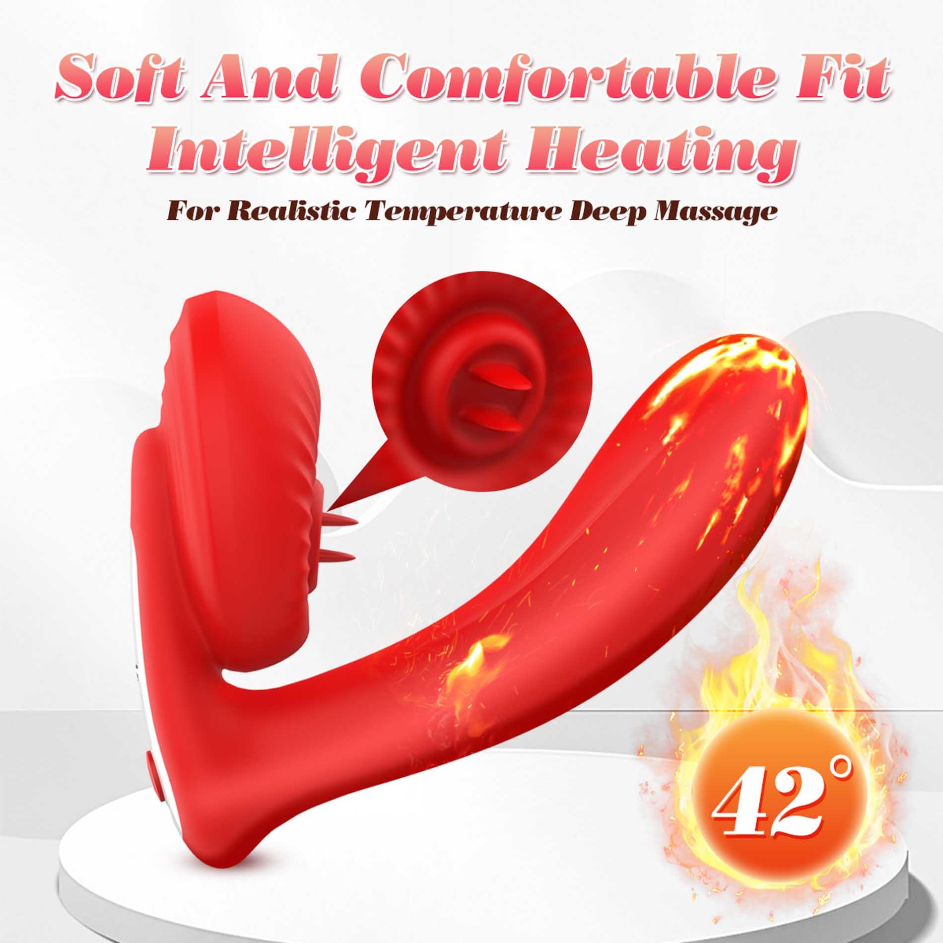 Silicone Vibrator 10 Vibration Modes, Licking, Heating + App Control