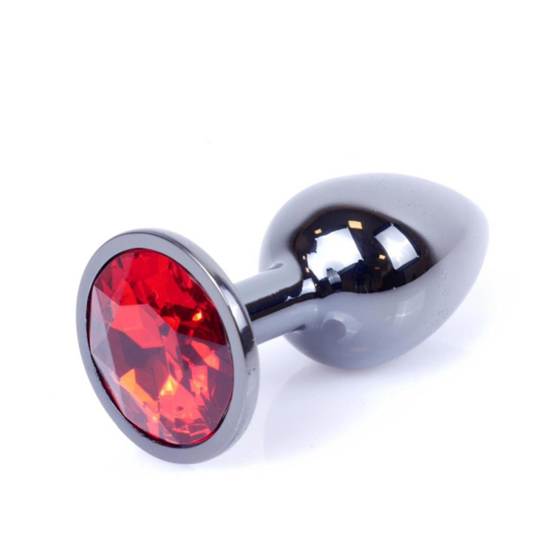 Plug-Jewellery Dark Silver Plug- Red