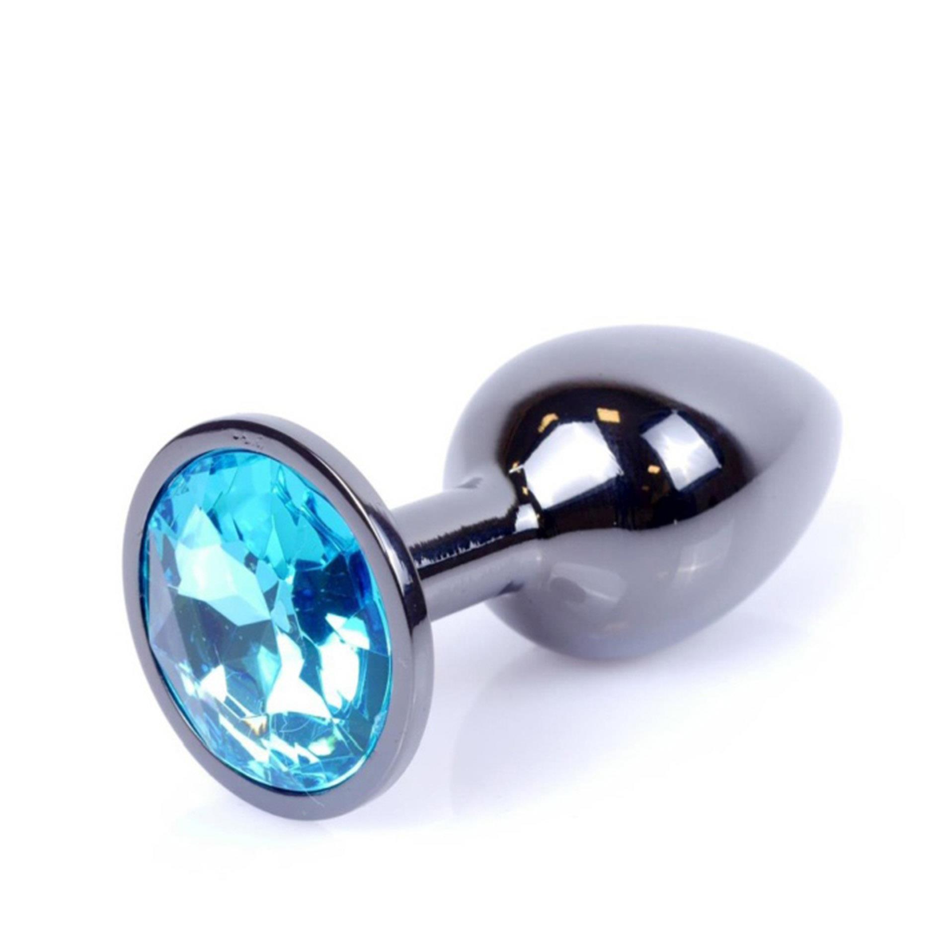 Plug-Jewellery Dark Silver Plug- Light Blue
