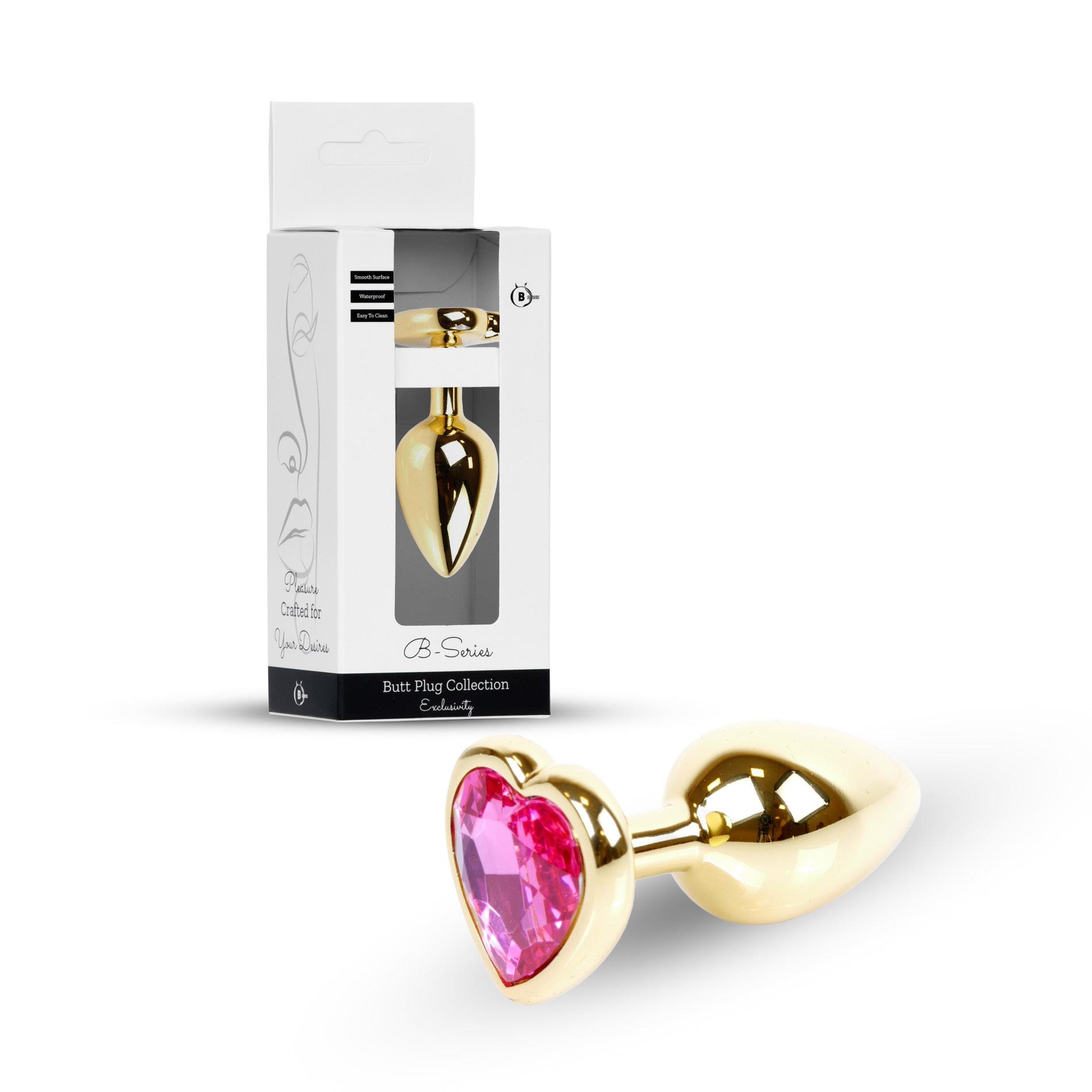 Plug-Jewellery Gold Heart Plug- Pink