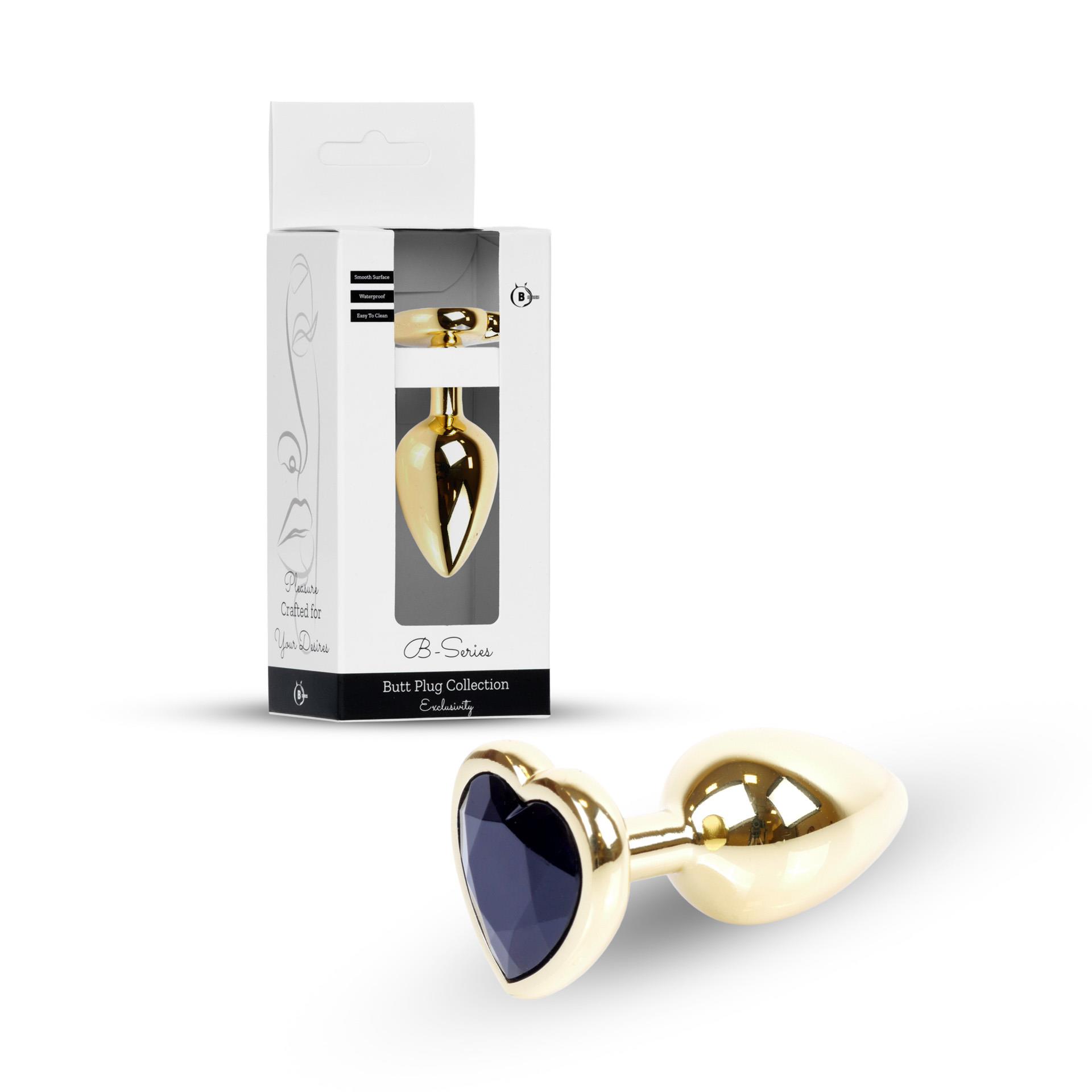 Plug-Jewellery Gold Heart Plug- Black
