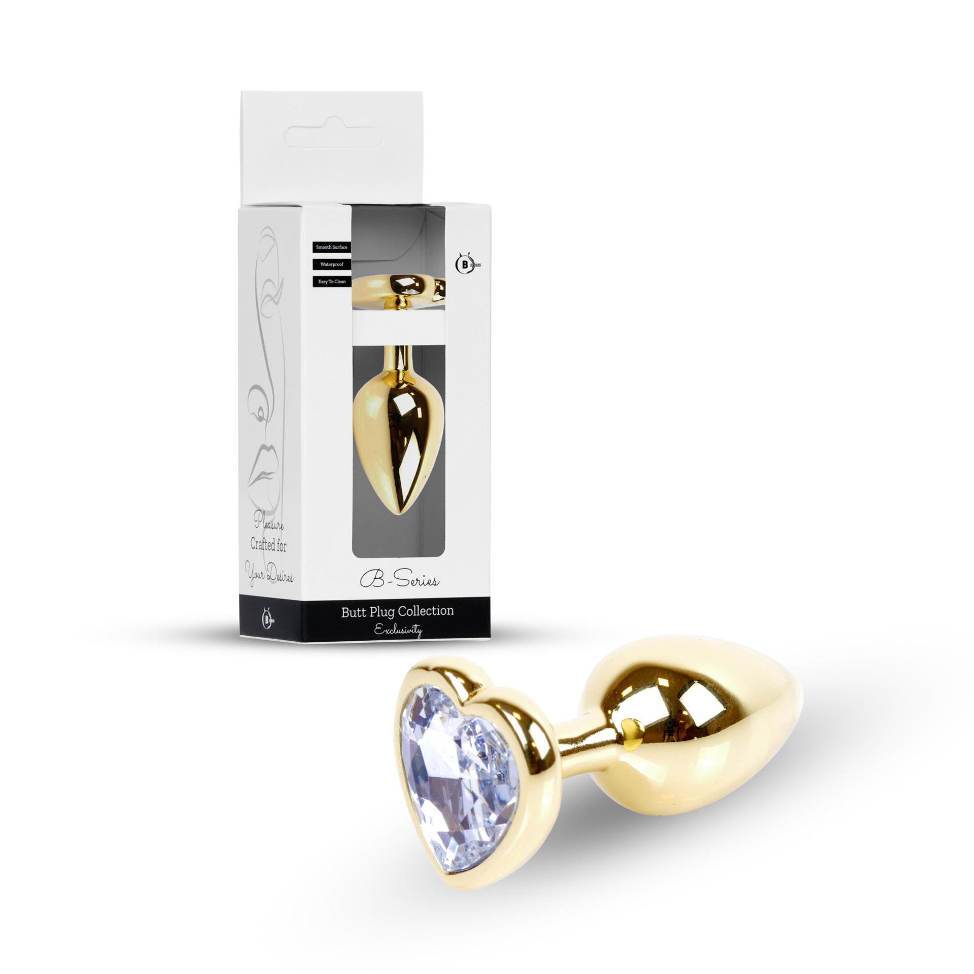 Plug-Jewellery Gold Heart Plug- Clear