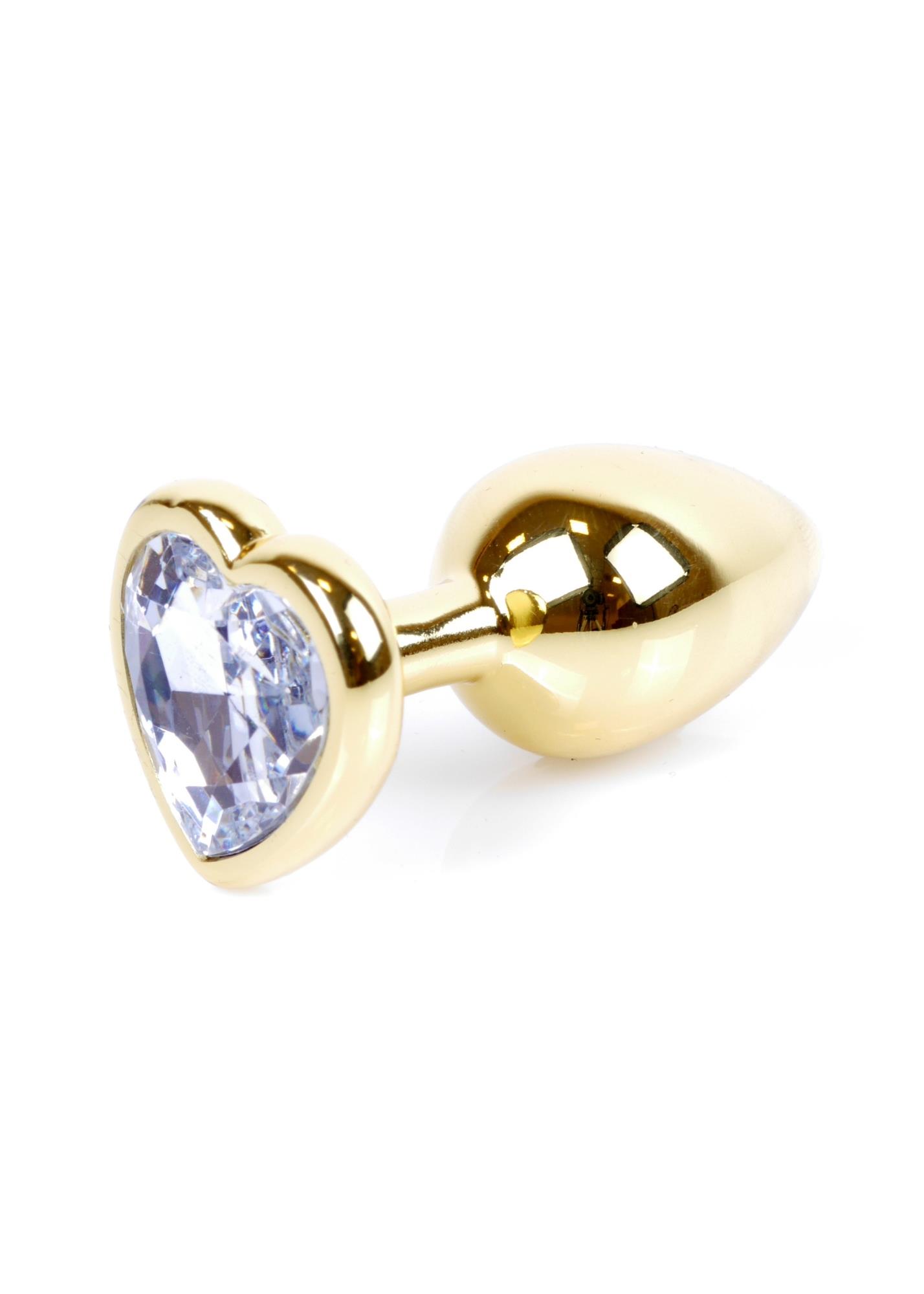 Plug-Jewellery Gold  Heart Plug- Clear