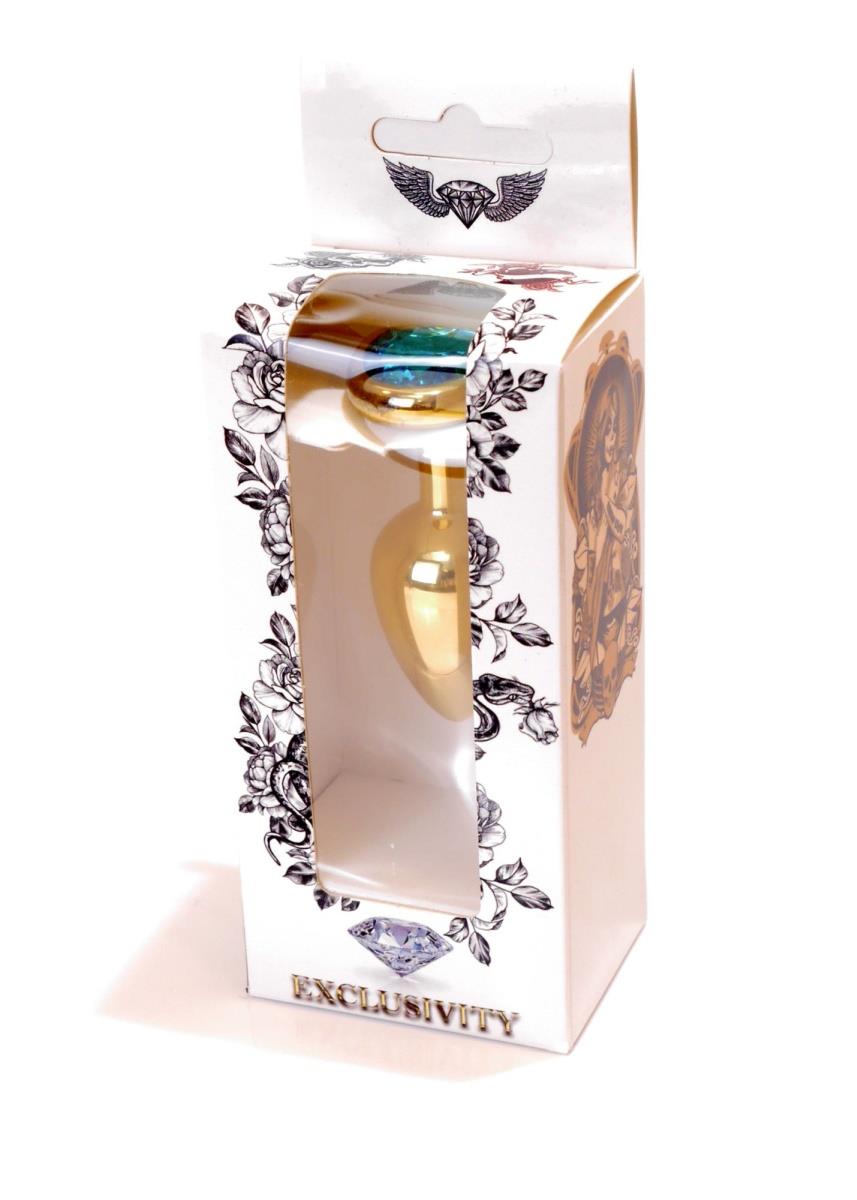 Plug-Jewellery Gold  Heart Plug- Light Blue