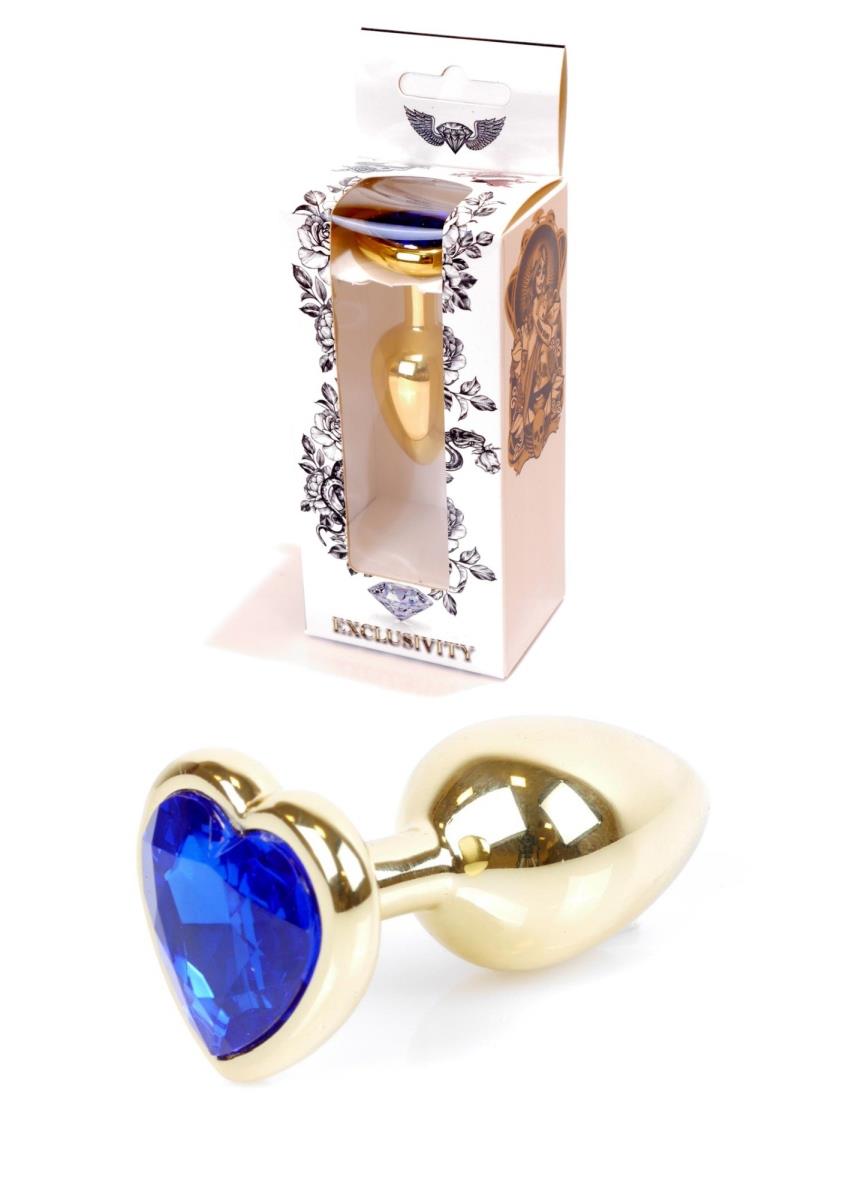 Plug-Jewellery Gold  Heart Plug- Dark Blue