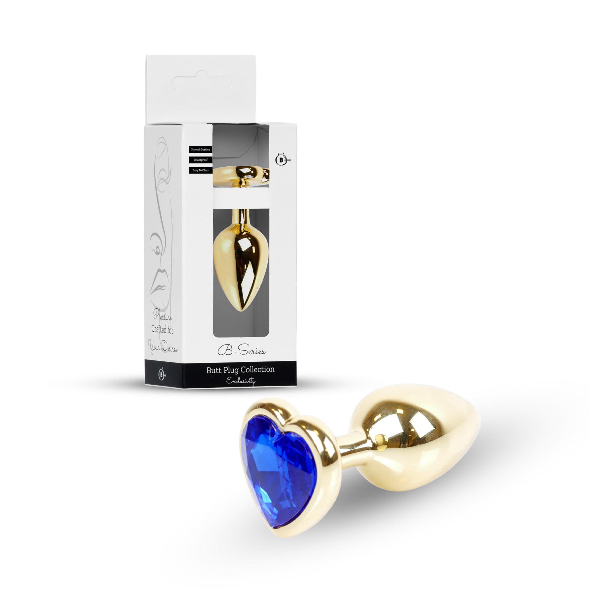 Plug-Jewellery Gold  Heart Plug- Dark Blue