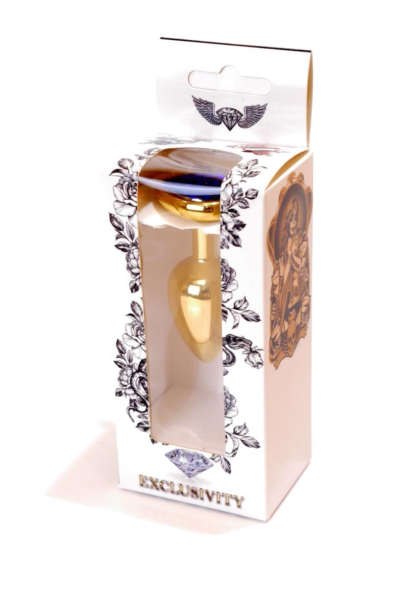 Plug-Jewellery Gold  Heart Plug- Dark Blue