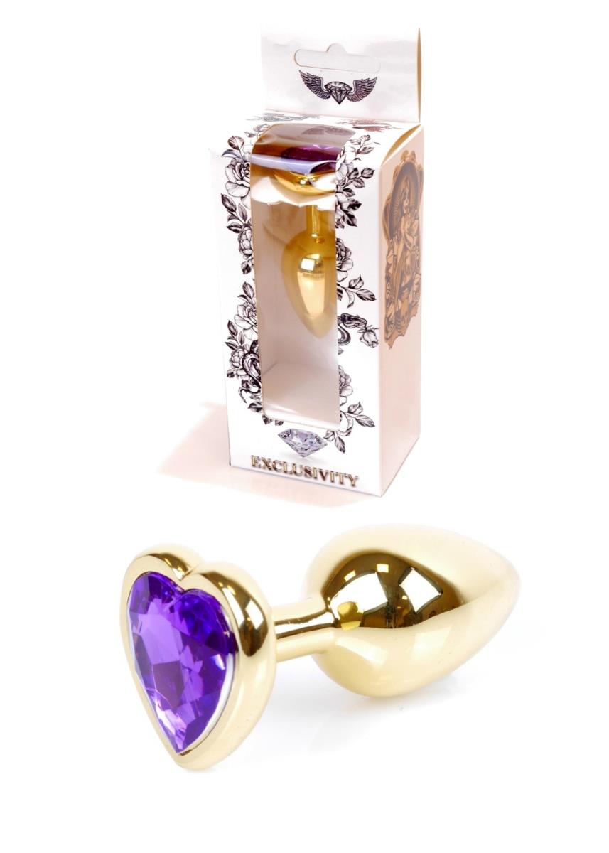 Plug-Jewellery Gold  Heart Plug- Purple