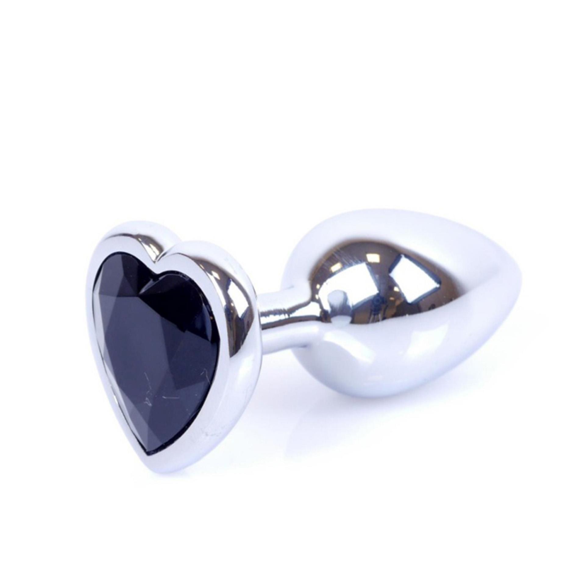 Plug-Jewellery Silver  Heart Plug- Black