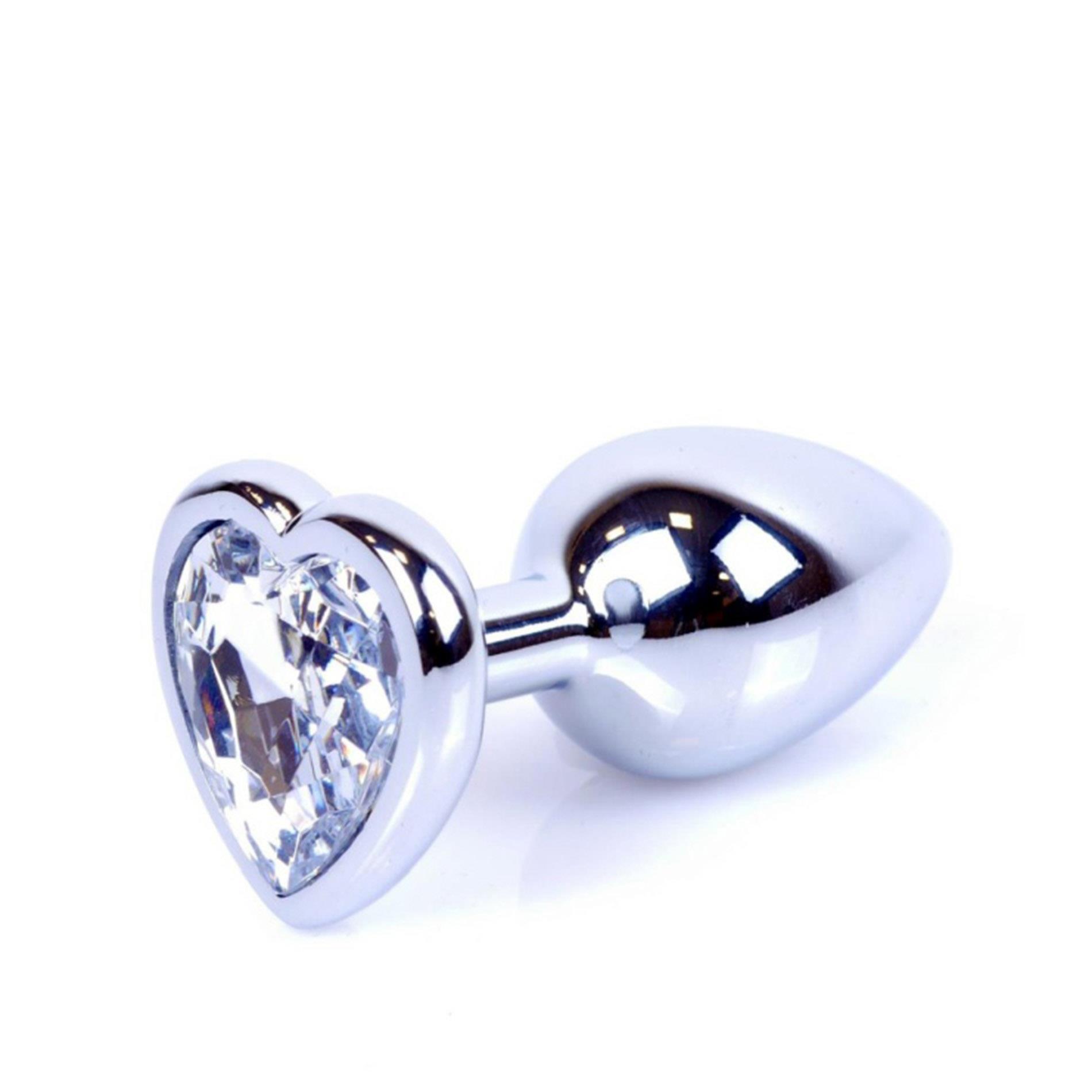 Plug-Jewellery Silver  Heart Plug- Clear