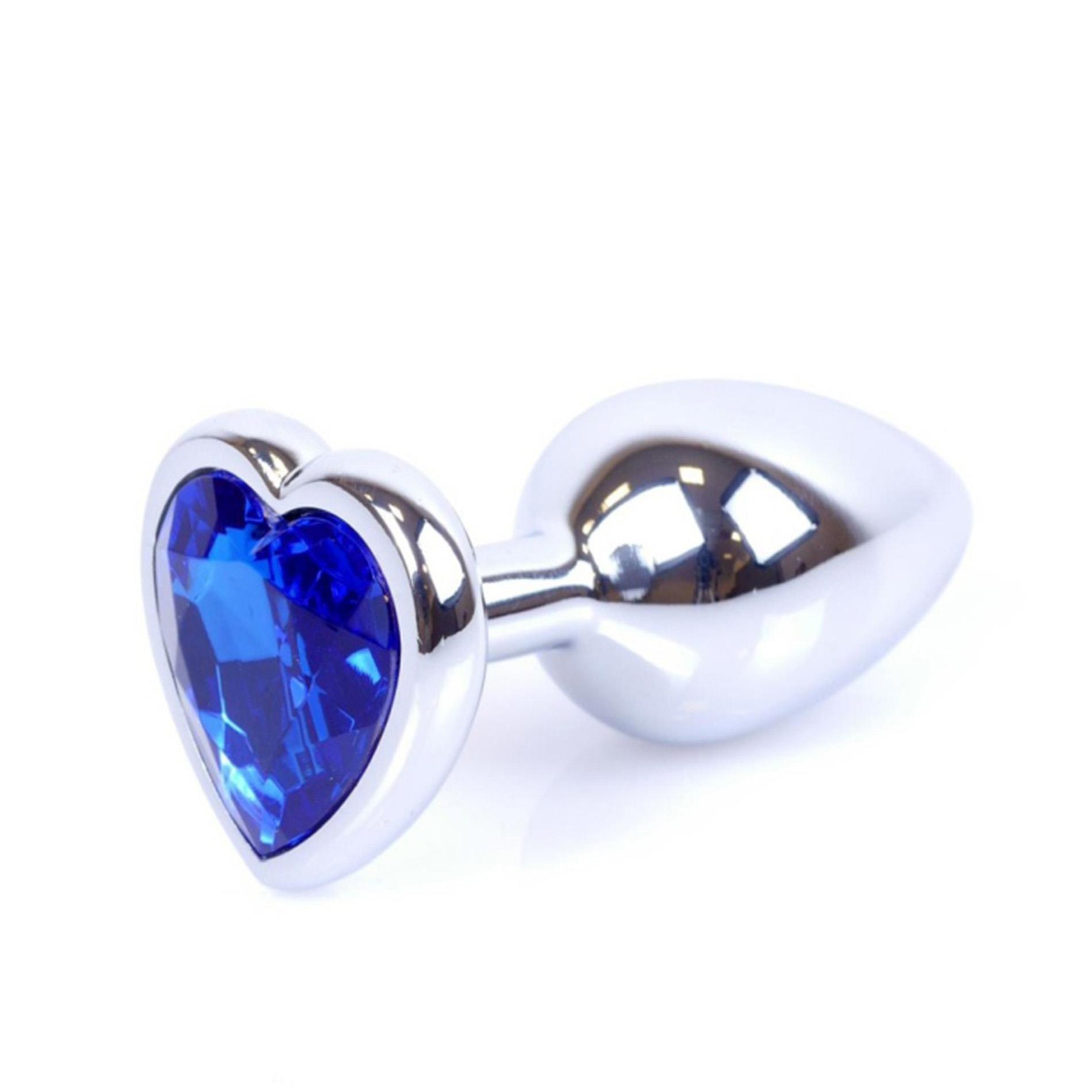 Plug-Jewellery Silver Heart Plug- Dark Blue