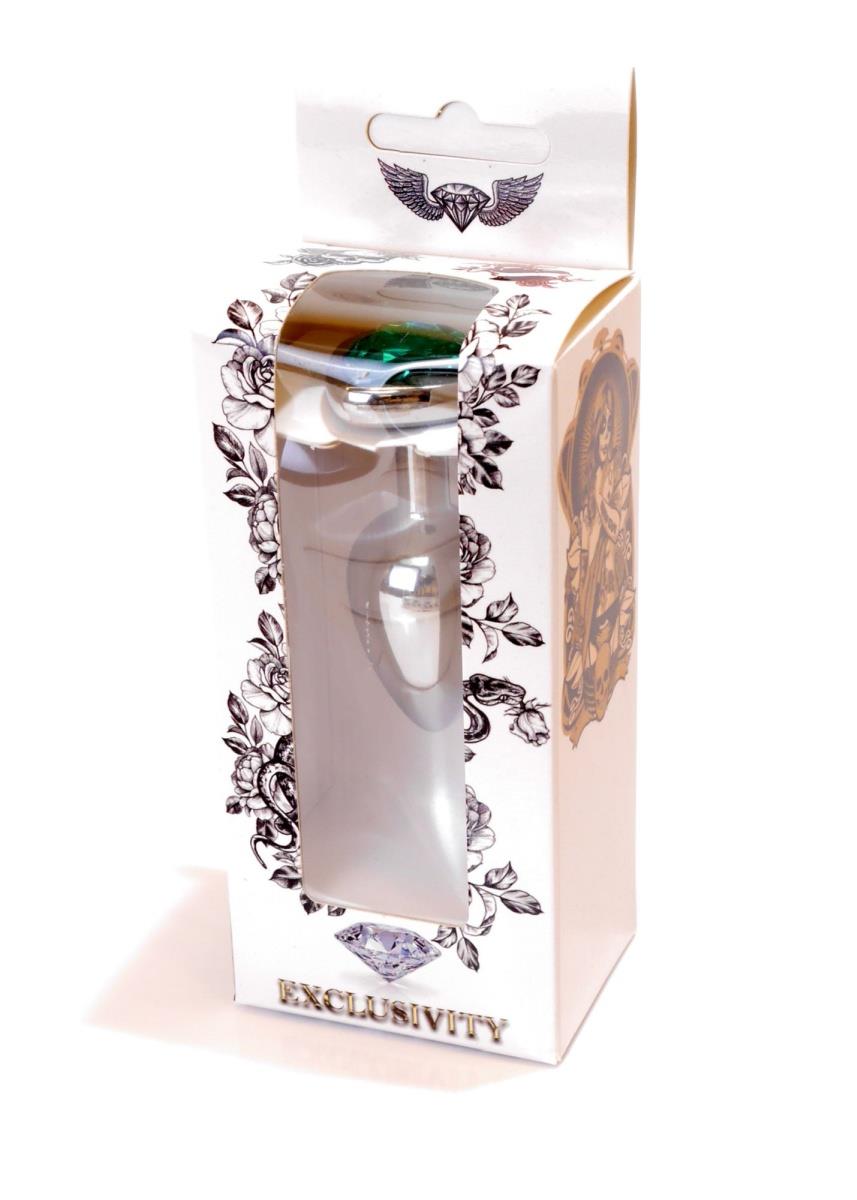 Plug-Jewellery Silver  Heart Plug- Green