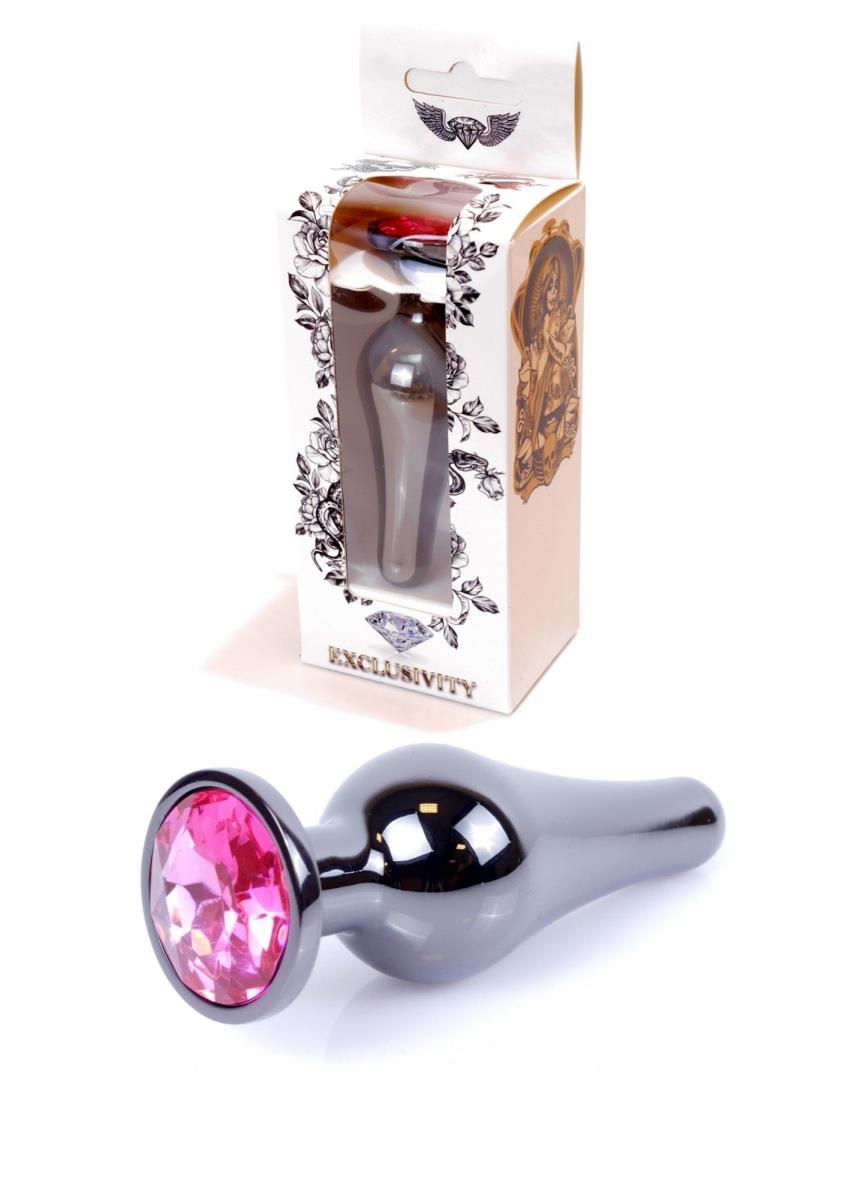 Plug-Jewellery Dark Silver Butt Plug- Pink