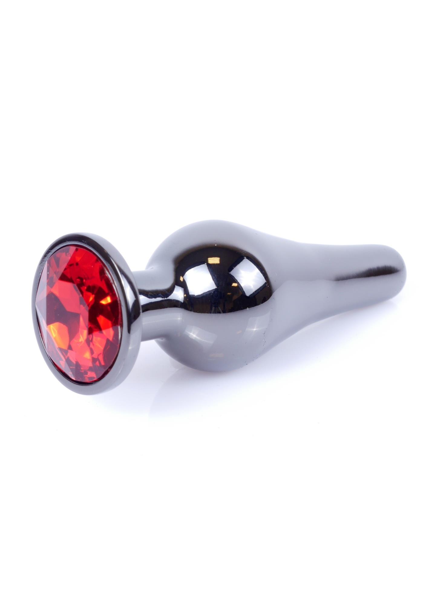 Plug-Jewellery Dark Silver Butt Plug- Red