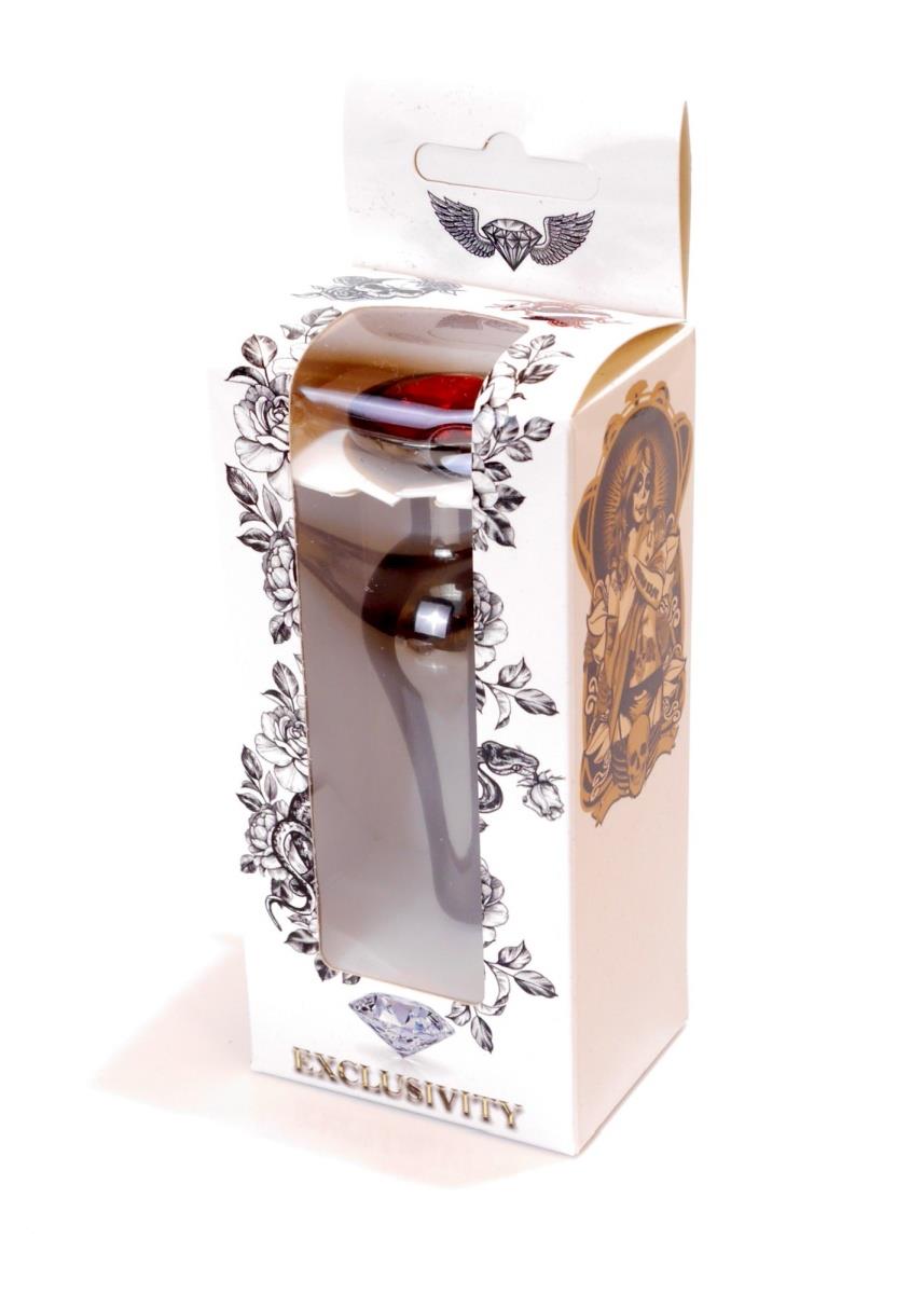 Plug-Jewellery Dark Silver Butt Plug- Red