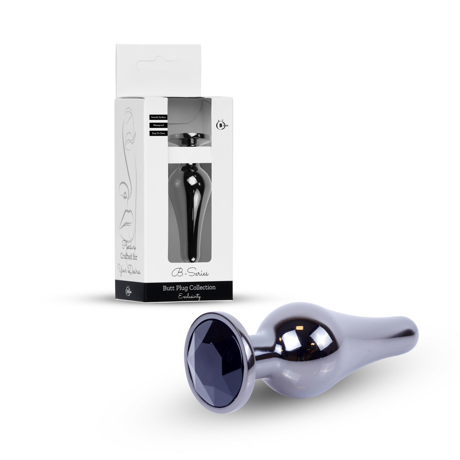 Plug-Jewellery Dark Silver Butt Plug- Black