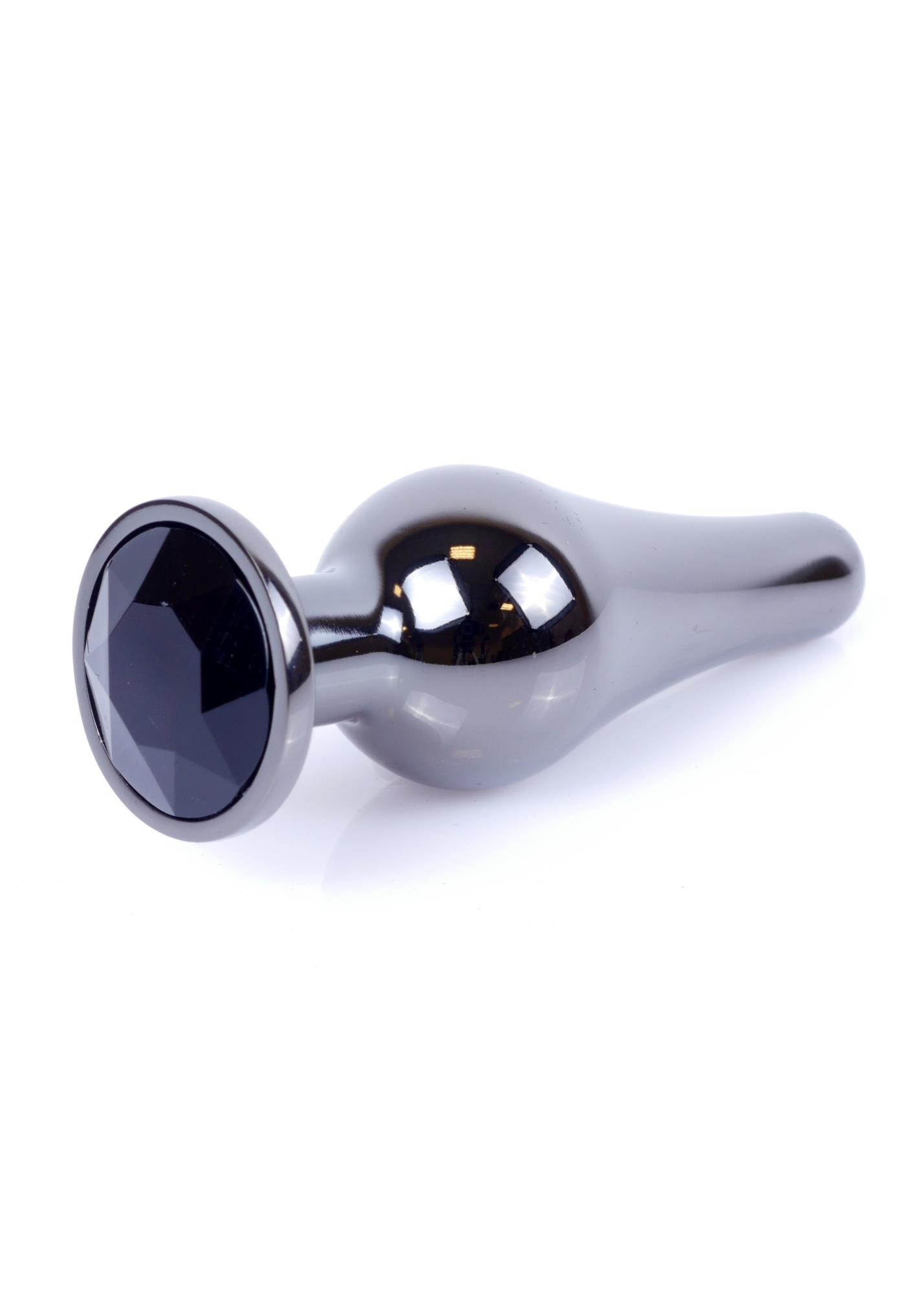 Plug-Jewellery Dark Silver Butt Plug- Black