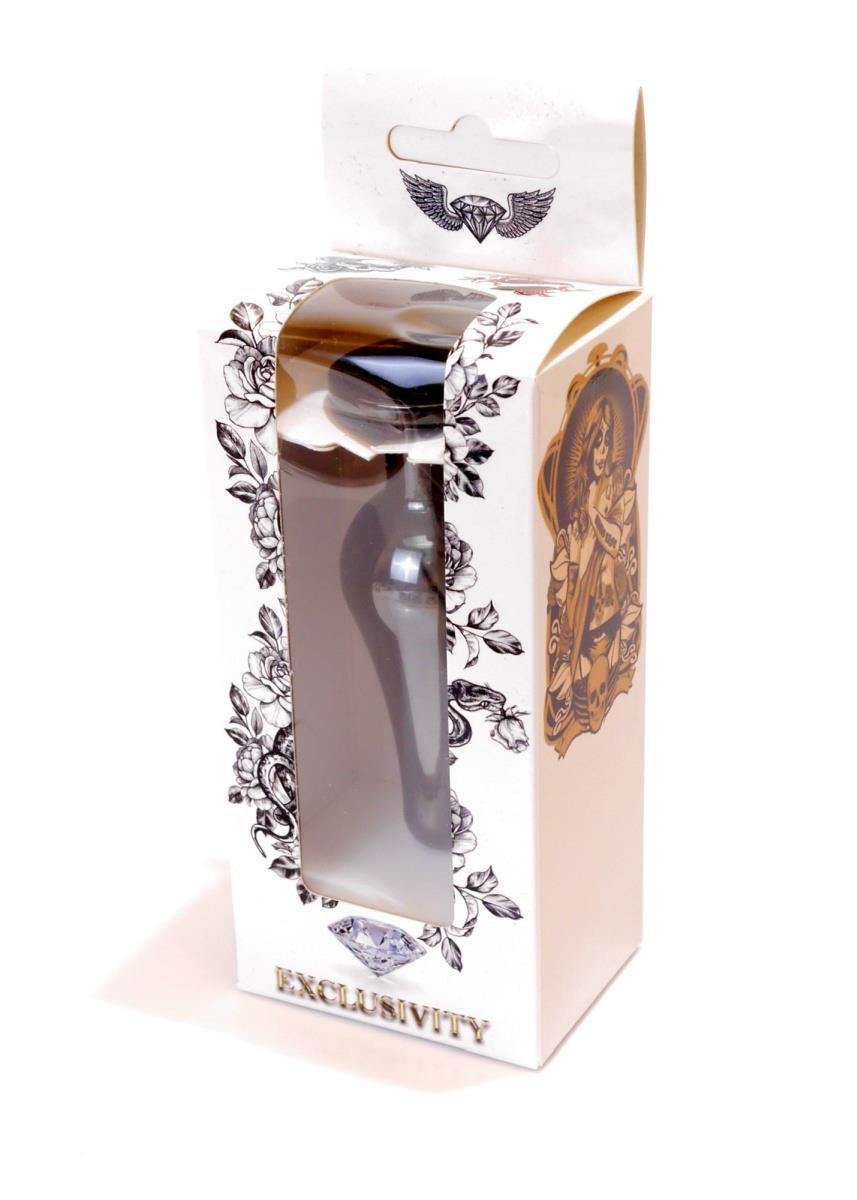 Plug-Jewellery Dark Silver Butt Plug- Black