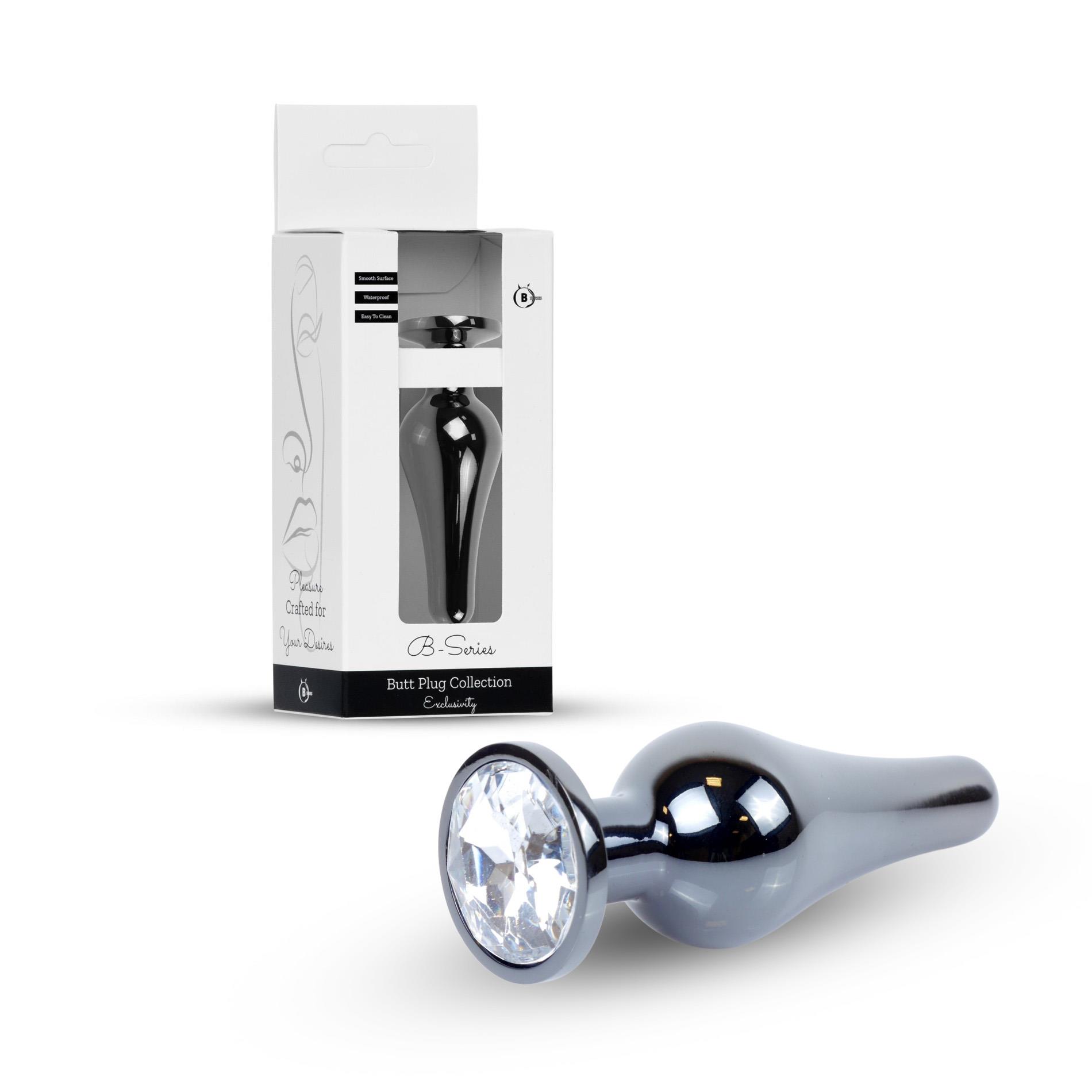 Plug-Jewellery Dark Silver Butt Plug- Clear