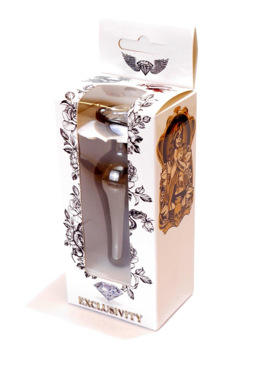 Plug-Jewellery Dark Silver Butt Plug- Clear