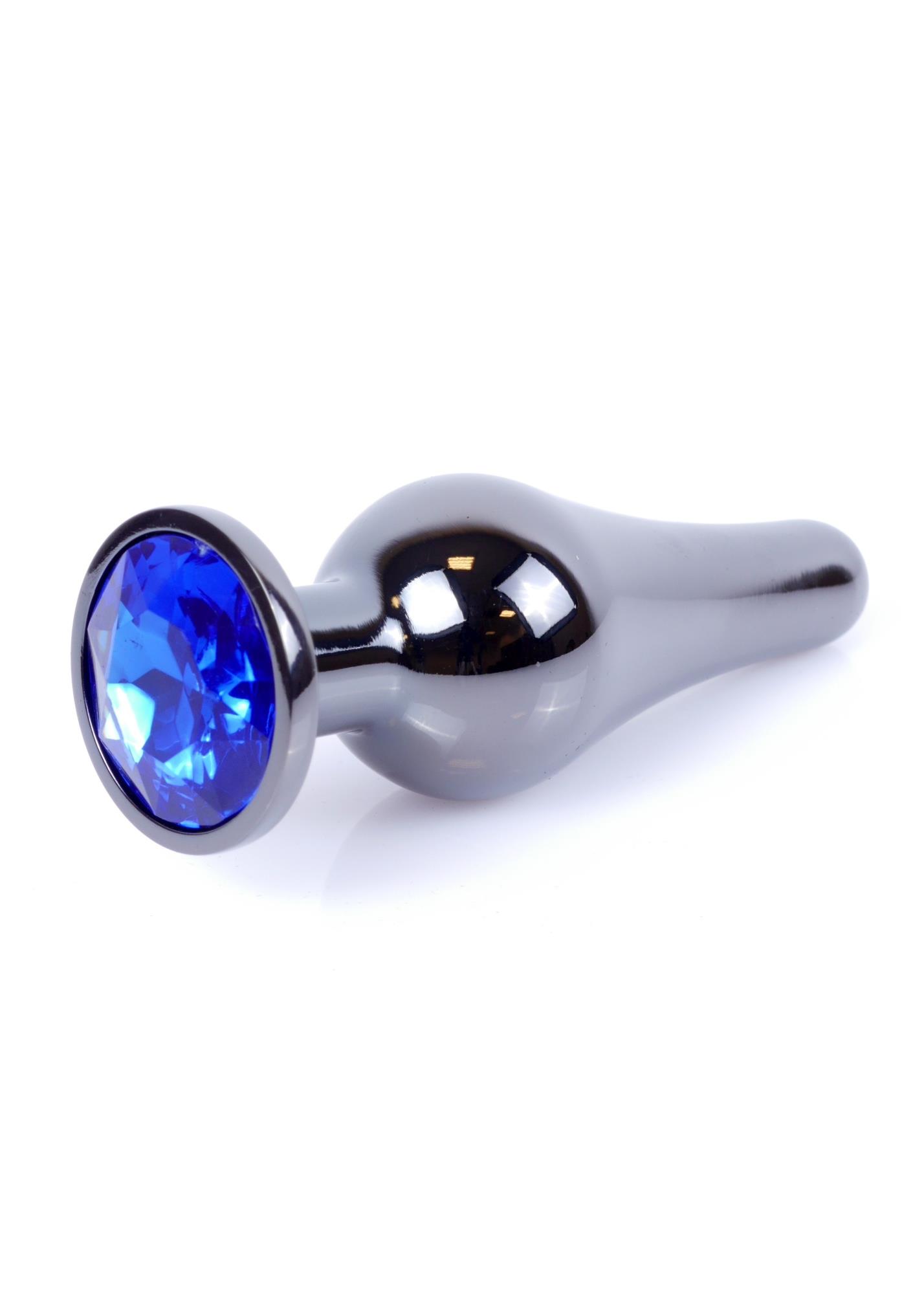 Plug-Jewellery Dark Silver Butt Plug- Dark Blue
