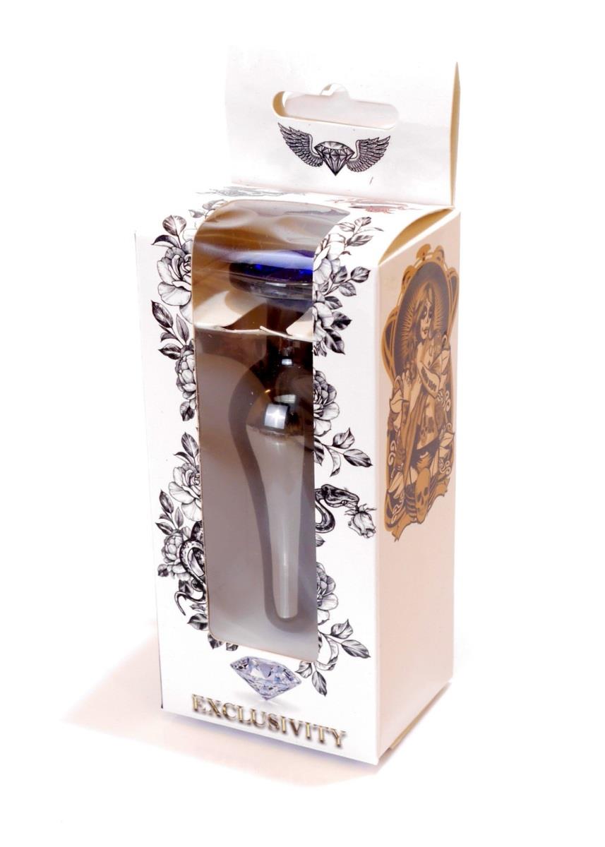 Plug-Jewellery Dark Silver Butt Plug- Dark Blue