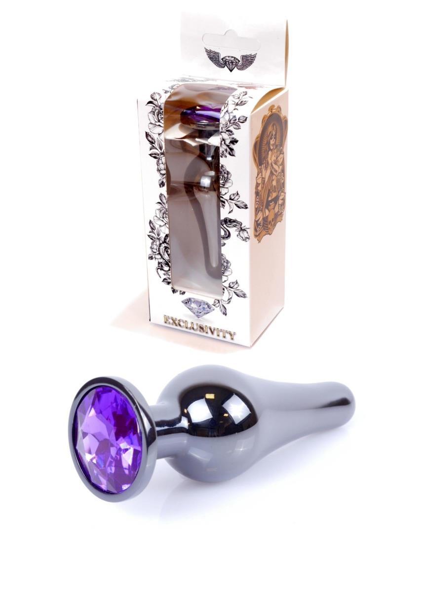 Plug-Jewellery Dark Silver Butt Plug- Purple